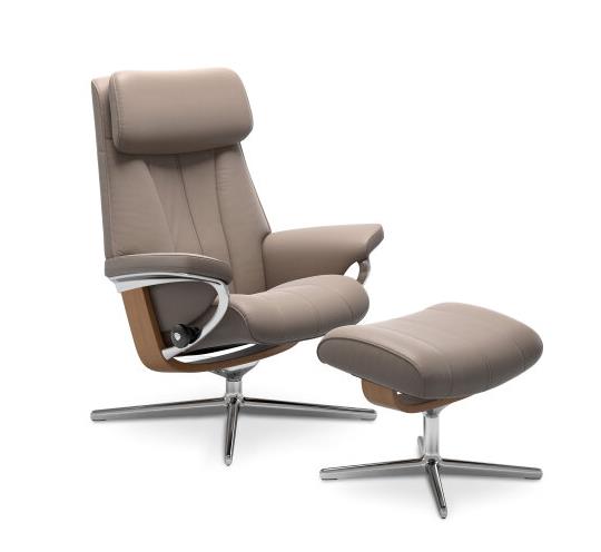 Stressless Sessel mit Hocker PAUL in Leder Palermo dark mushroom