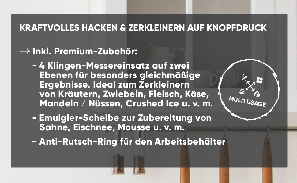 Severin Universalzerkleinerer KM 3867 in Edelstahl-Design, schwarz matt