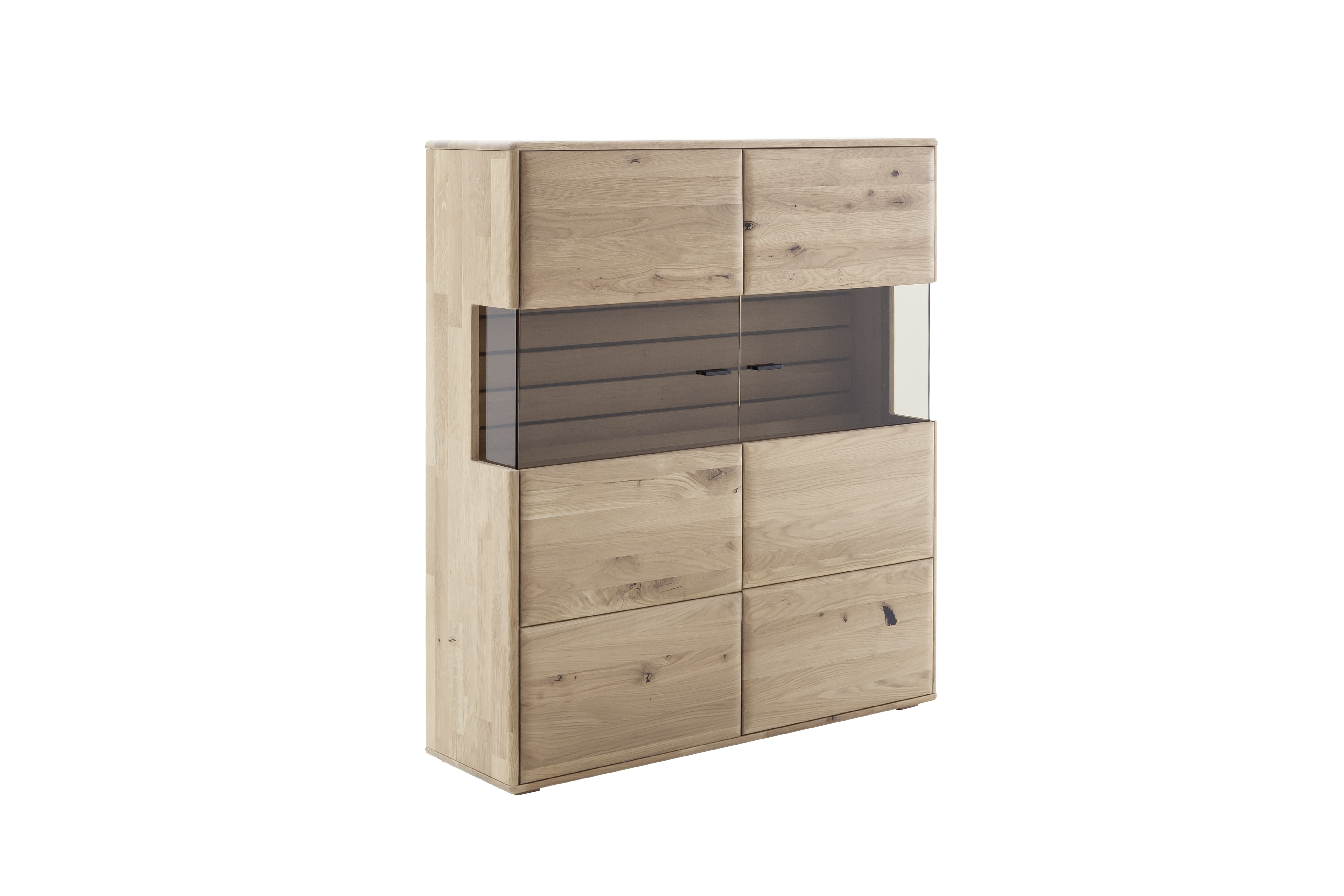 MCA Furniture Highboard GIRONA ca. B124 H140 T37 cm in Ast-/Balkeneiche massiv