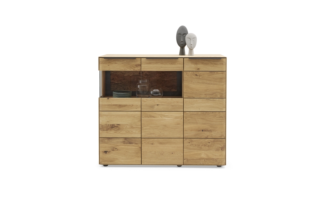 Musterring Highboard Puerto, ca. 137 x 120,3 x 39,5 cm in Asteiche geölt