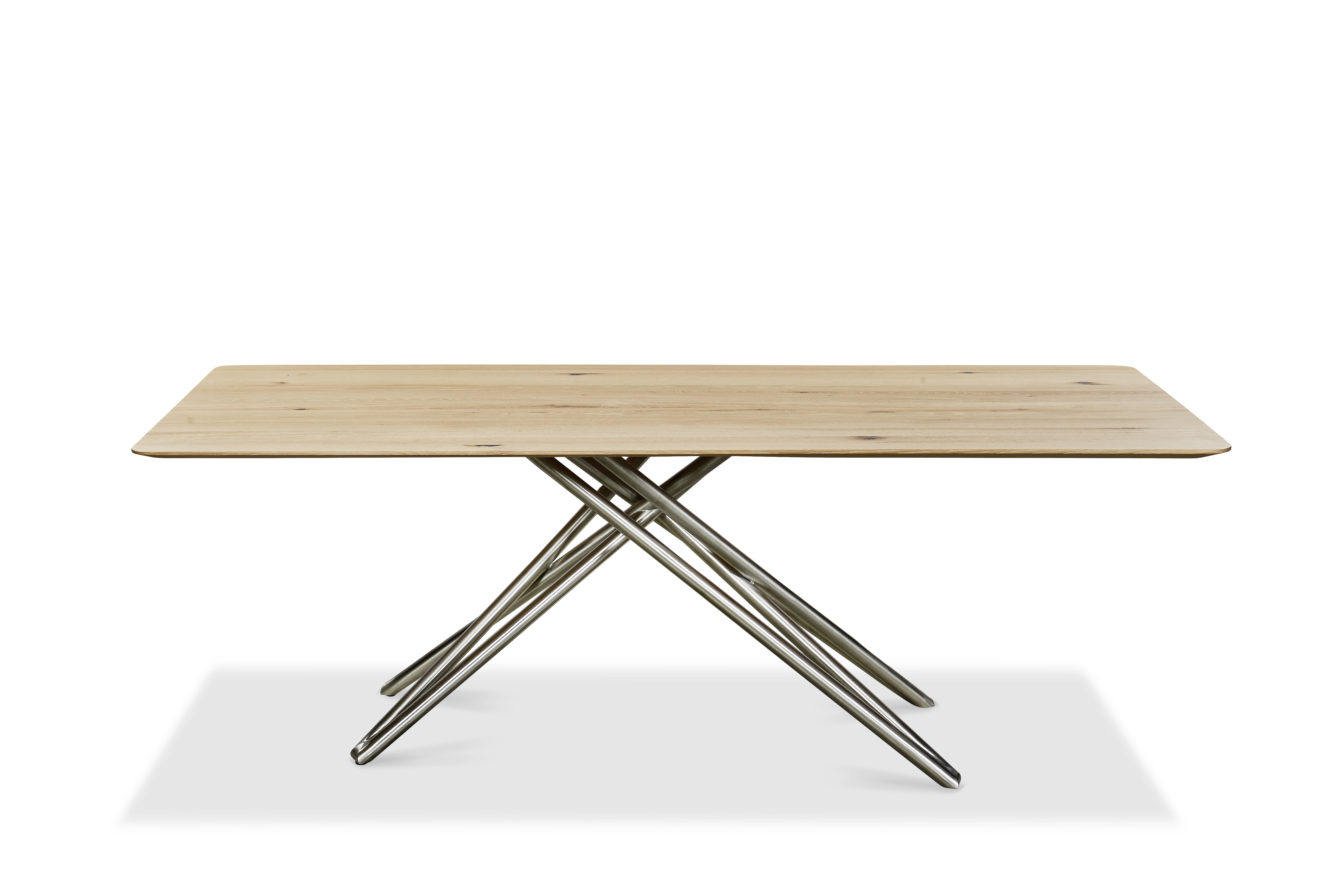 Musterring Esstisch Helmond, Platte Wildeiche weiss geölt, Gestell Edelstahl matt, ca. 200 x 100 cm, H:76 cm