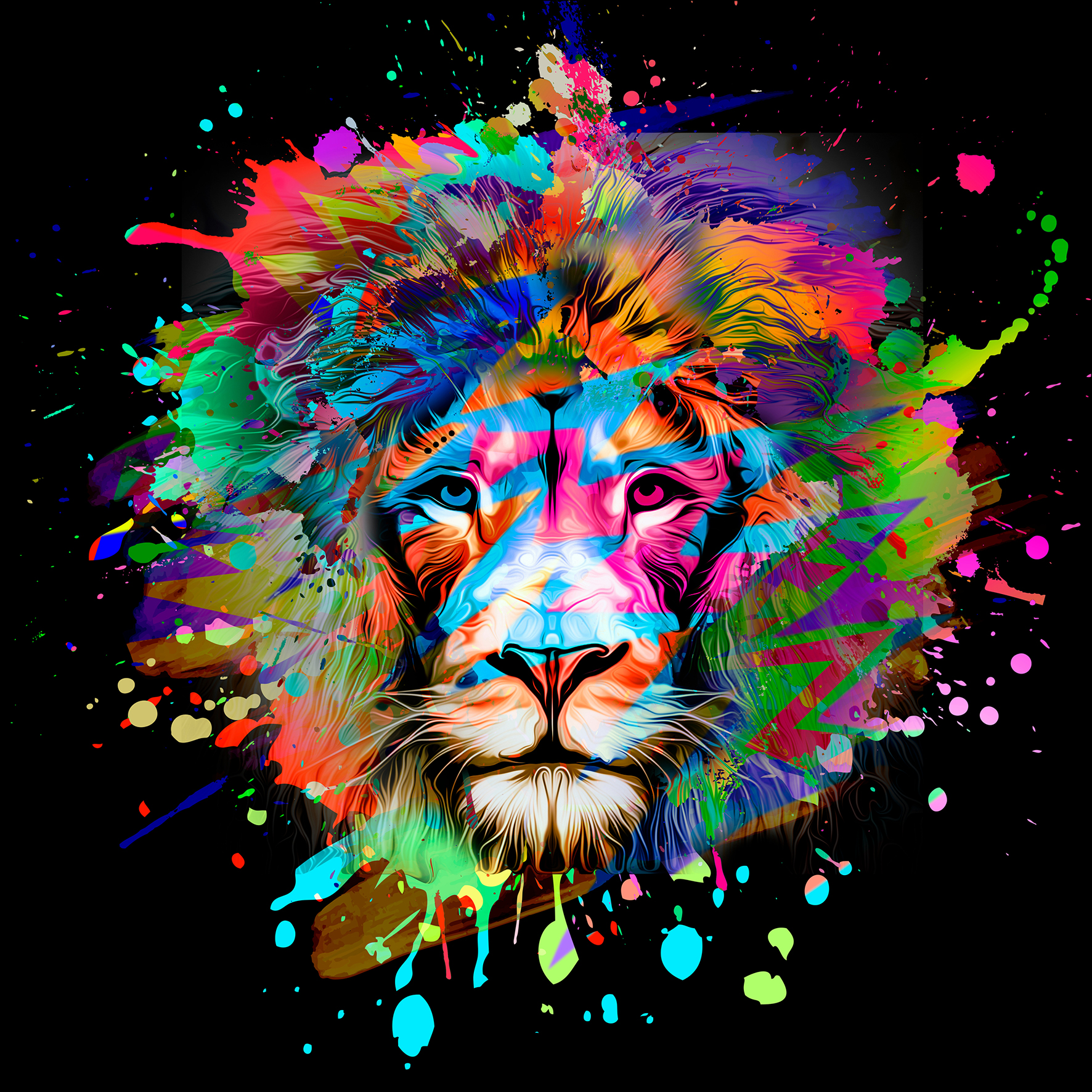 PRO ART Glas-Art 30x30cm Colorful Lion Head III