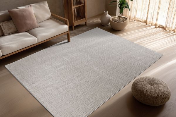 Webteppich GALA ca. 80x150cm in Farbe silver, Teppich, Raumteppich, Hellgrau, Musterung, Wohnzimmer
