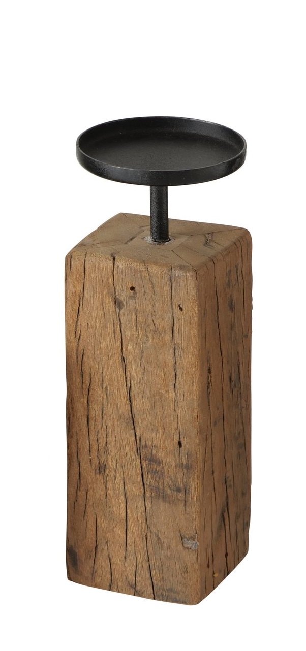 Boltze Kerzenleuchter Solea ca. 22cm in Farbe Eisenbahnschwellenholz natur