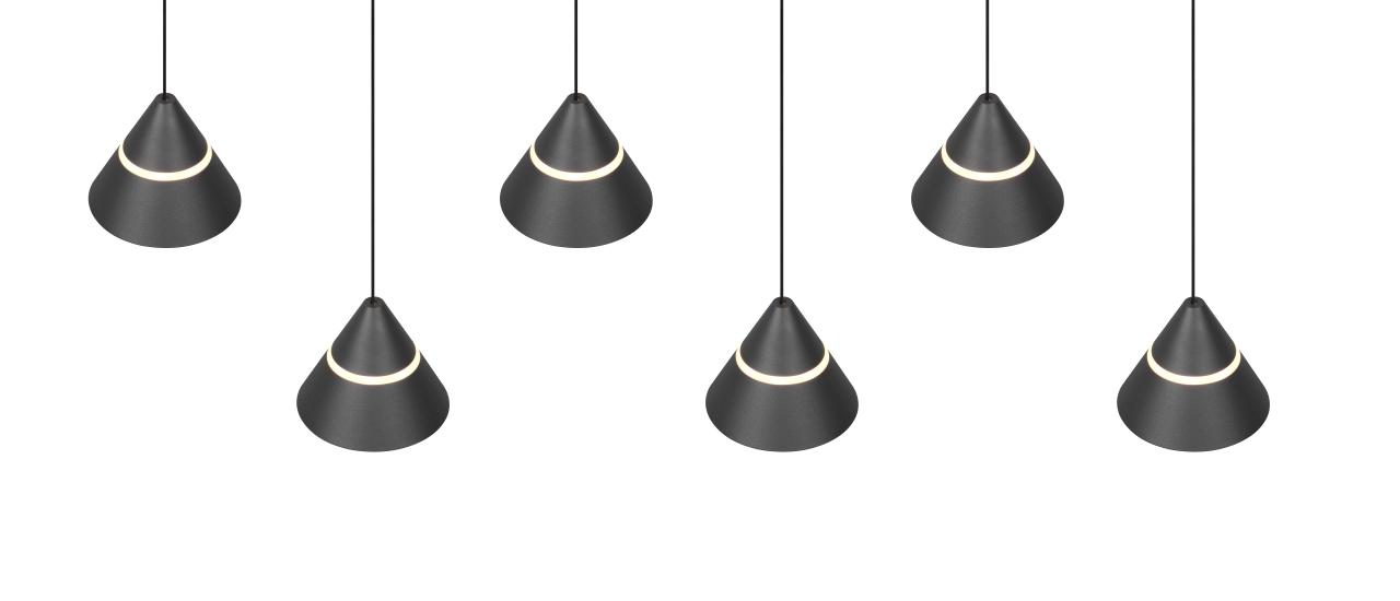 Trio LED-Pendelleuchte ROMEO 6-flammig in Farbe schwarz matt, Beleuchtung, Lampe