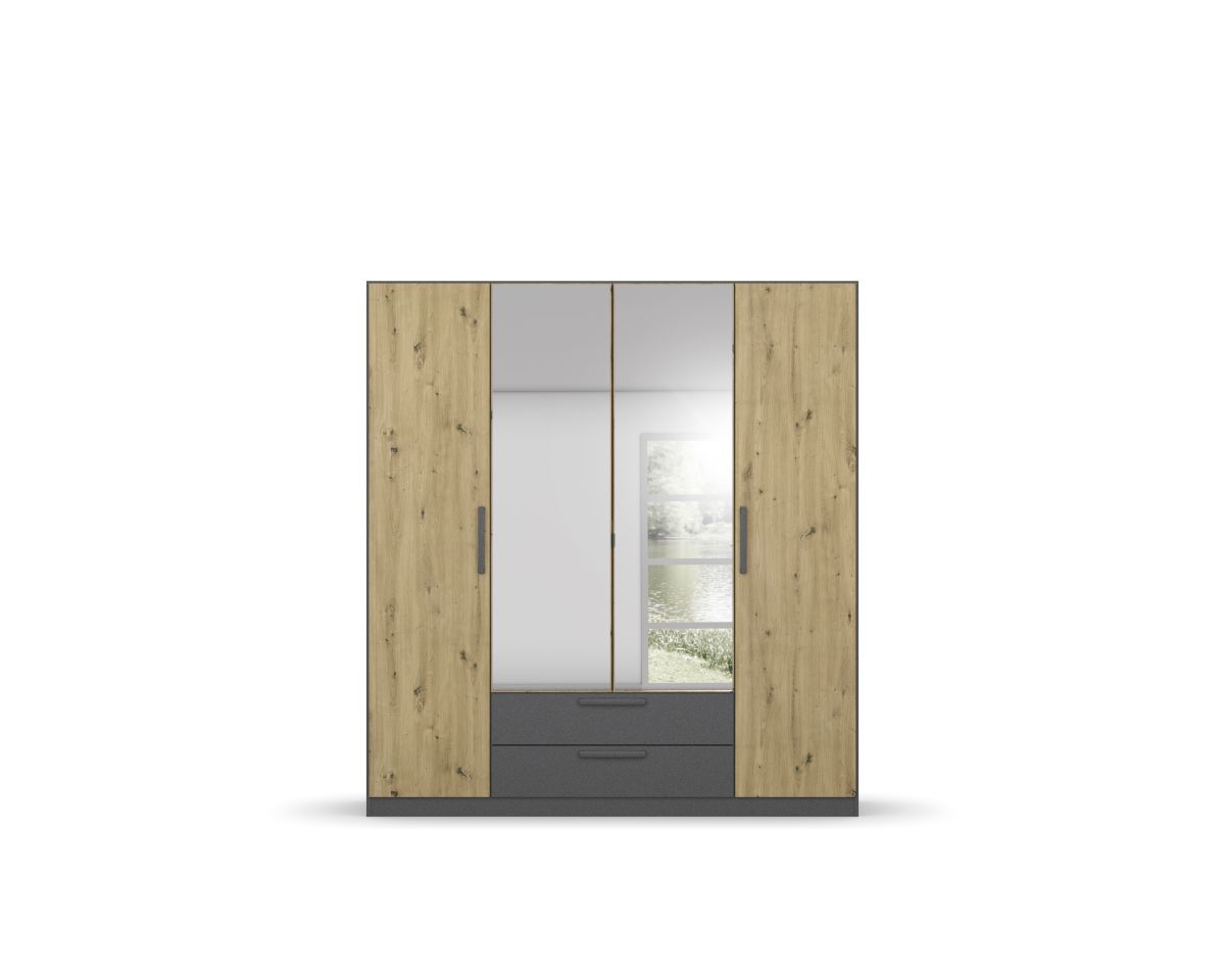 Rauch Drehtürenschrank STYLEUP 4-türig in Dekor Eiche Artisan/grau metallic