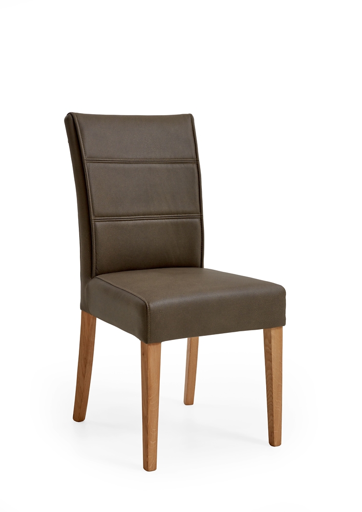 Niehoff Stuhl Bornholm, Microfaserstoff Tibro grün, 4-Fuß-Gestell Eiche massiv, ca. B:47 H:97 T:59 cm