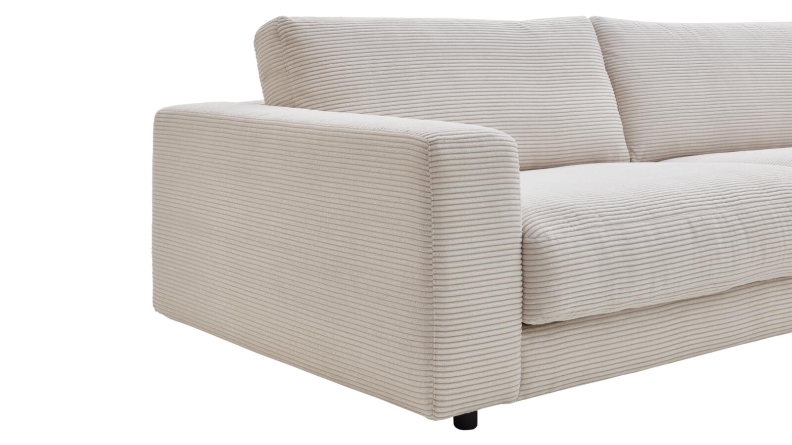 Candy 3-Sitzer SEVENTIES ca. 290x127cm in Stoff Cord snow, Couch, Mobiliar, Kissen, Dekoration für Zuhause, Stuhl