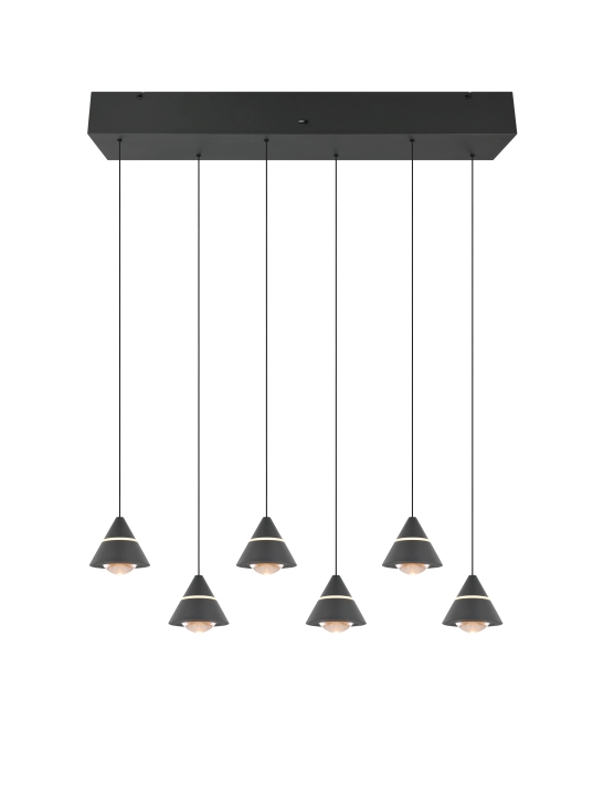 Trio LED-Pendelleuchte ROMEO 6-flammig in Farbe schwarz matt, Leuchter, Lampe