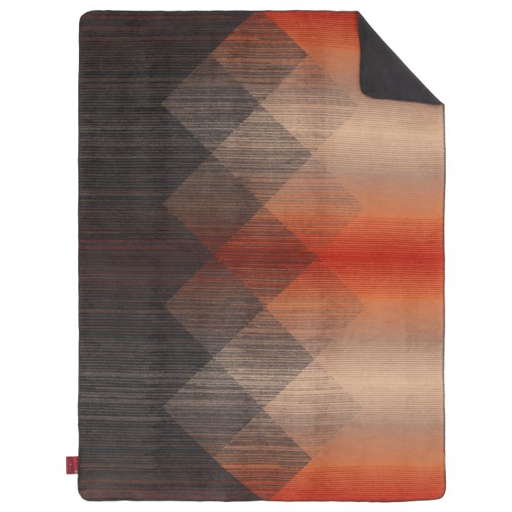 Ibena Jacquard-Decke LUENA 150x200cm in Farbe anthrazit/orange