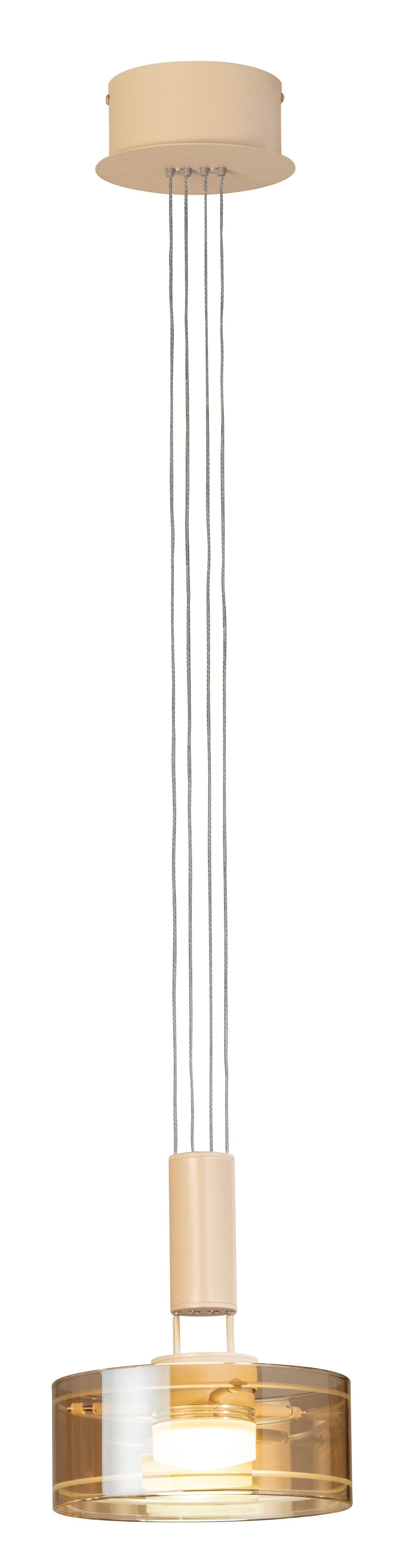 Fischer & Honsel LED-Pendelleuchte LAVIN 1-flammig in Farbe Metall sandfarbig/Glas amberfarbig, Lampe, Deckenleuchte