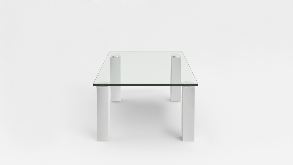 Eve Collection Couchtisch Rimini, ca. 80 x 42,5 x 80 cm in signalweiß mit Klarglasplatte