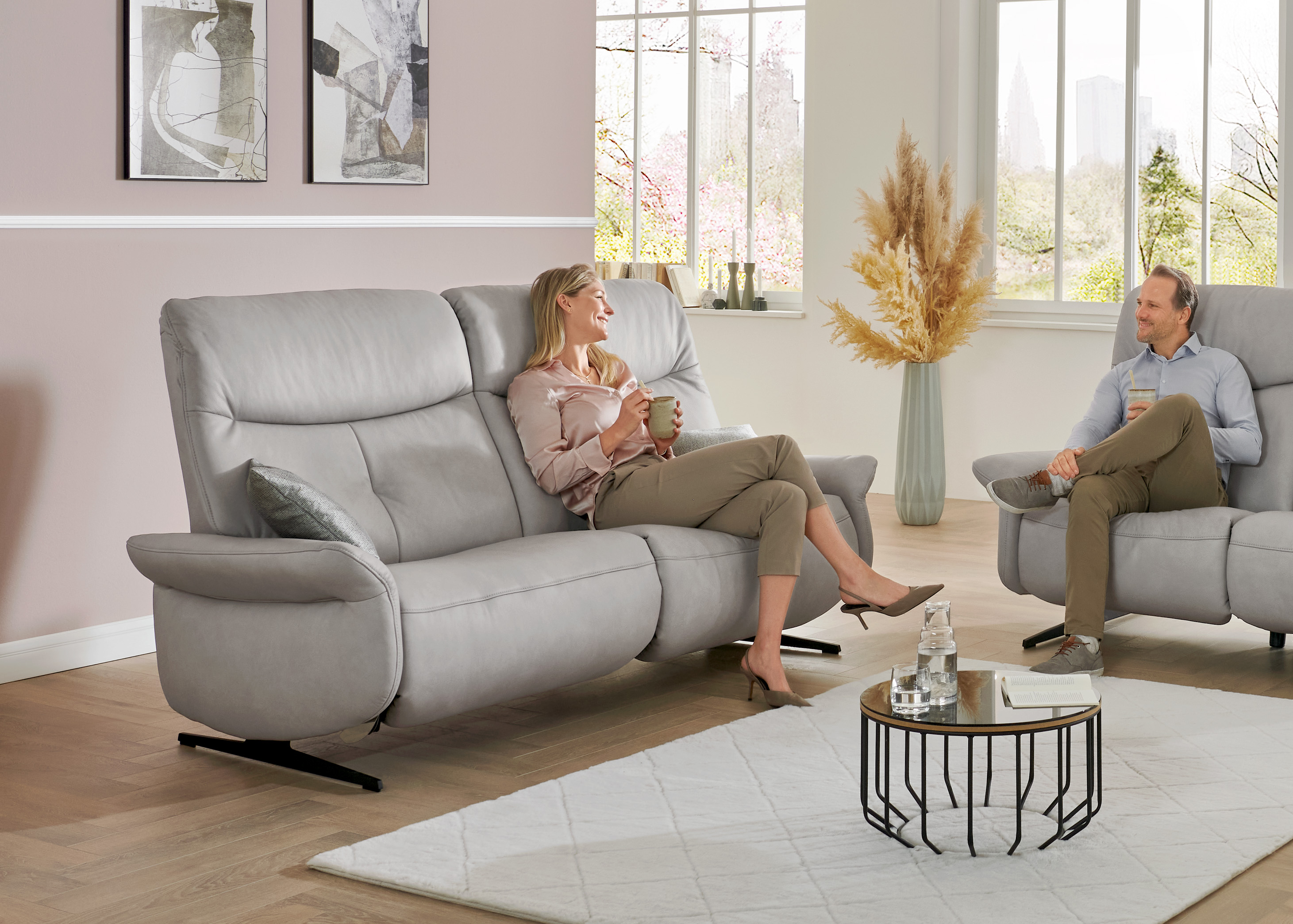 Himolla Sofa 2.5-sitzig 4475 81 R44 Grau Himolla Sofa 2.5-sitzig 4475 81 R44 Grau, sofa, Wohnzimmer, grau, Sessel, Kaffeetisch