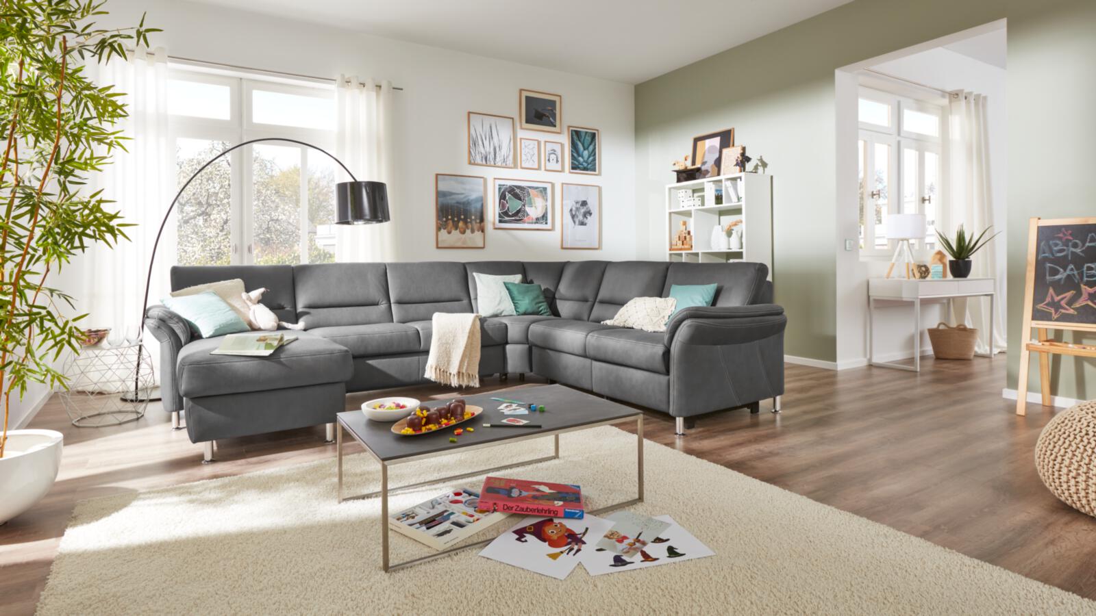 Modulmaster Wohnlandschaft MM-ZE1049 ca. 173x330x262 cm in Stoff Mammut grau