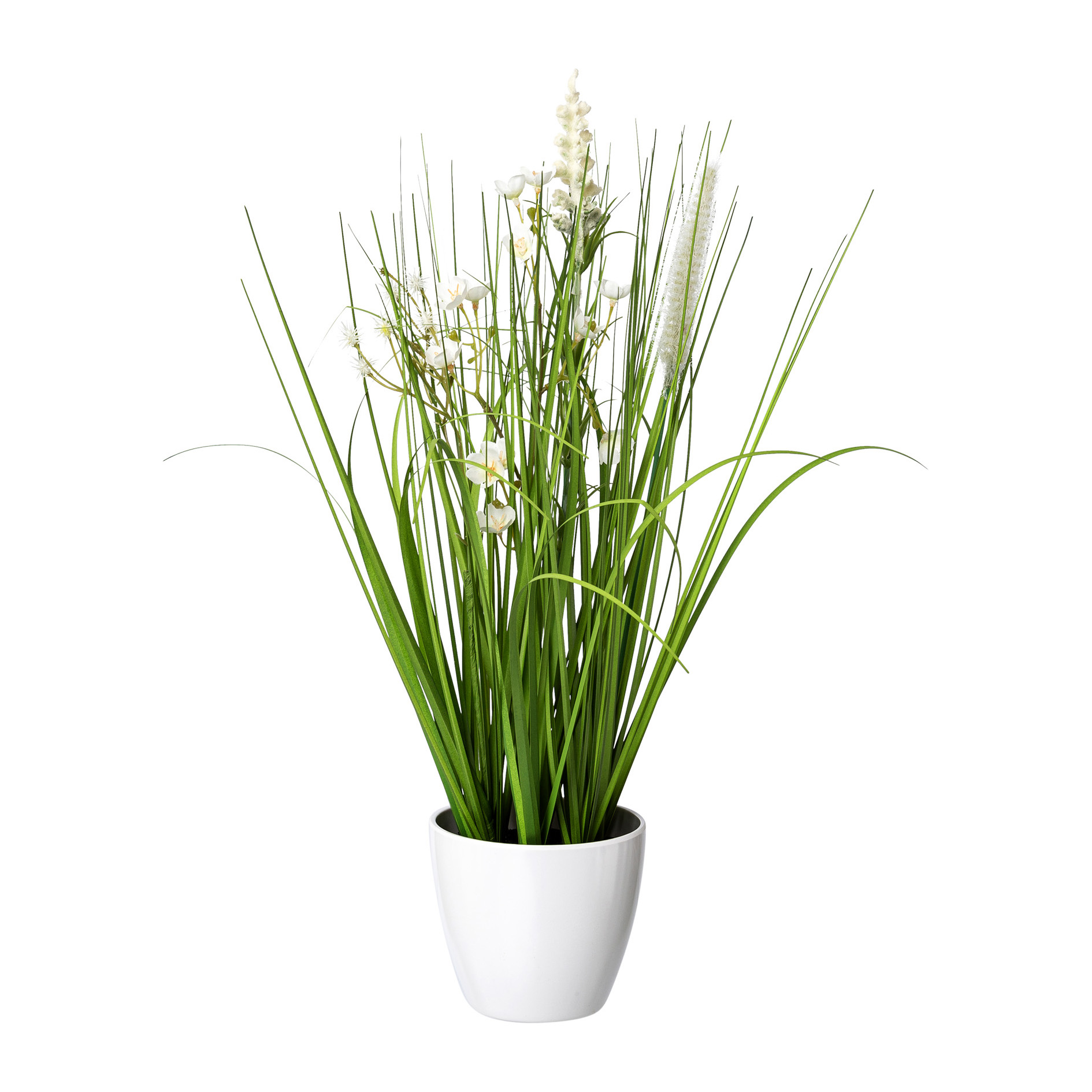 Gasper Blüten-Gras-Mix im weißen Topf VERONIKA in weiß