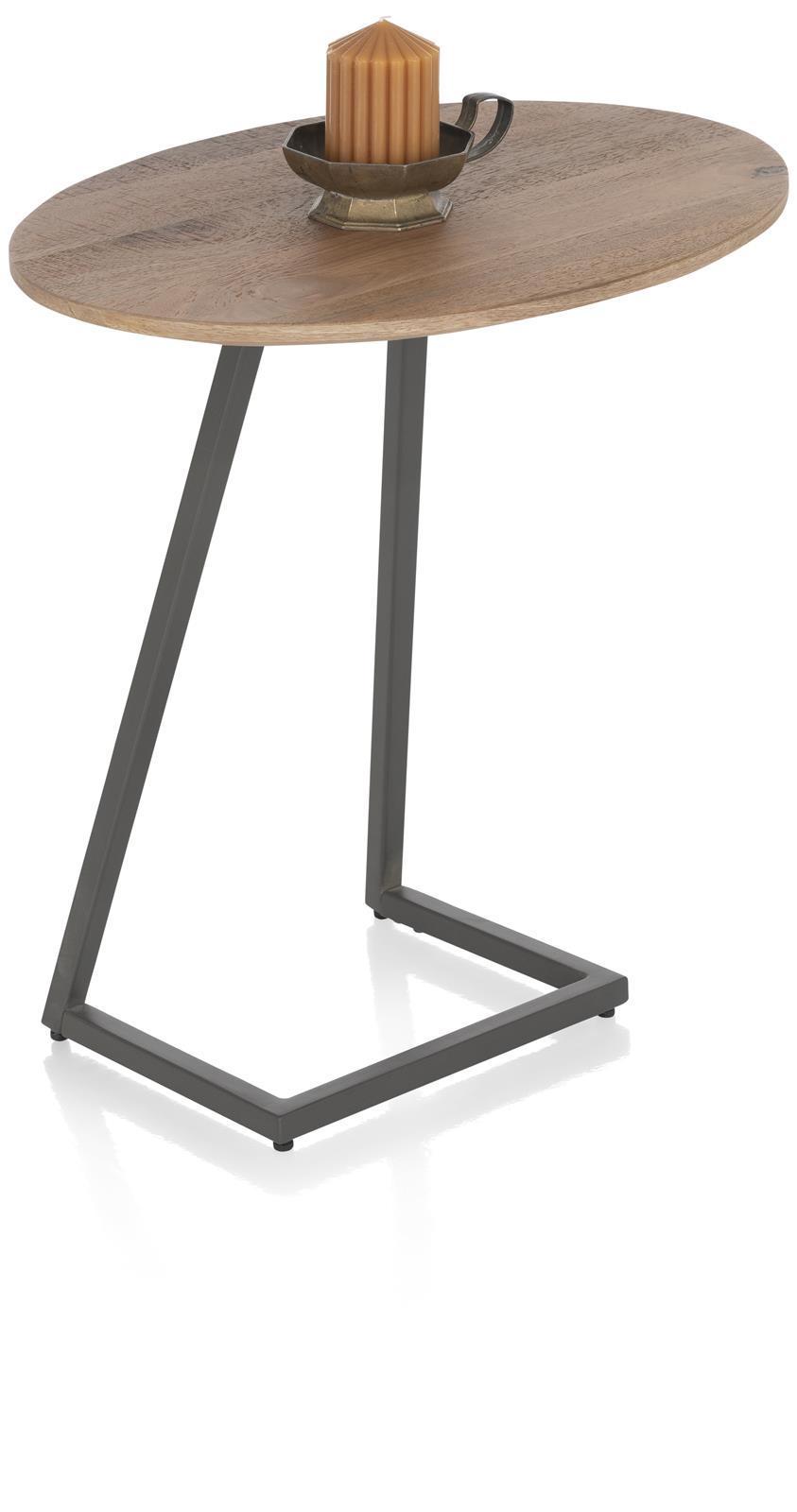 Henders & Hazel Laptoptisch TRAPANI ca. B55 H60 T44 cm in Mango furniert smoked lack., Beistelltisch, Holztisch, Rund, Metallgestell, Kerzenhalter