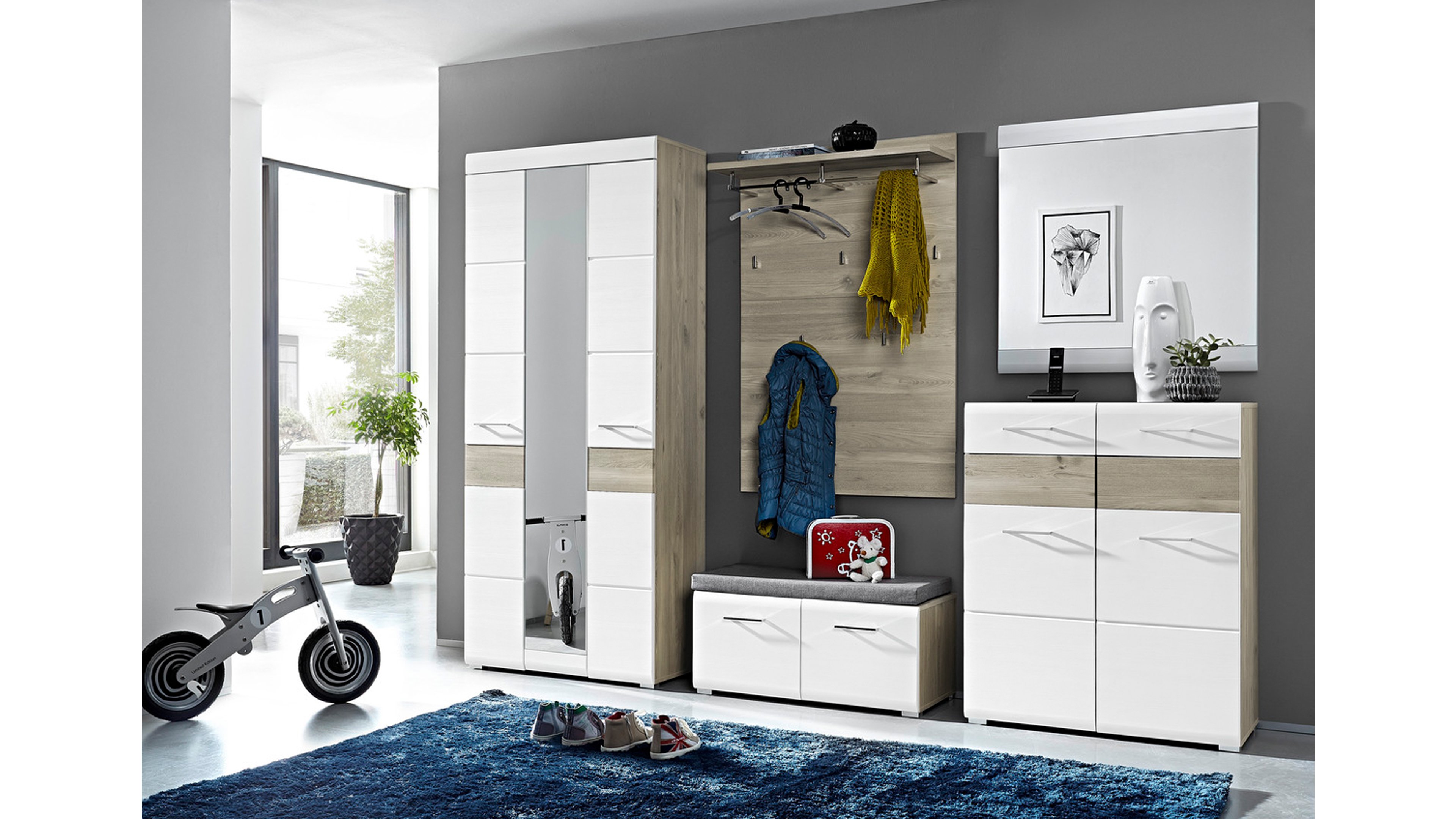 Innostyle Garderobenschrank FUNNY in Silbereiche/weiß MDF