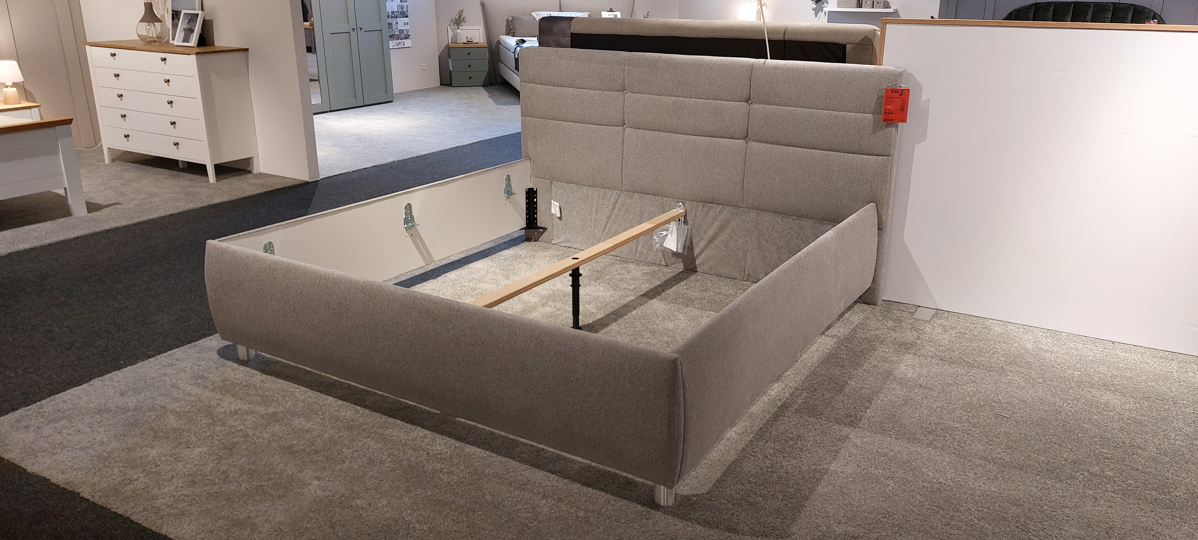 Polsterbett-Gestell BIAGGO in Stoff Grau