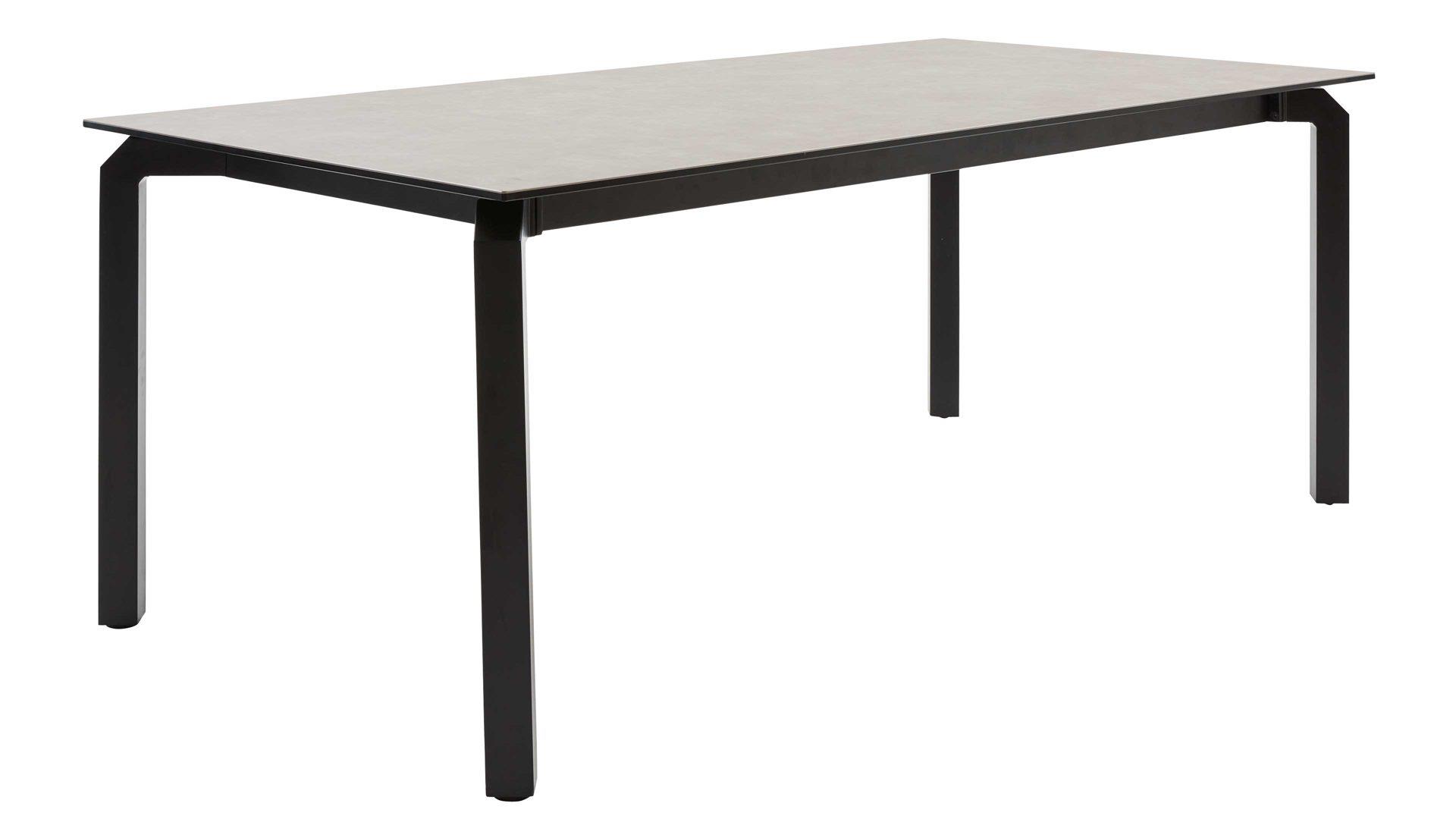 Interliving Esstisch IL5111, Oberteil Glas-Keramik grey, 4-Fuß-Gestell schwarz, Frontslide mit einer Falteinlage 80 cm, ca. 200 (280) x 100 cm