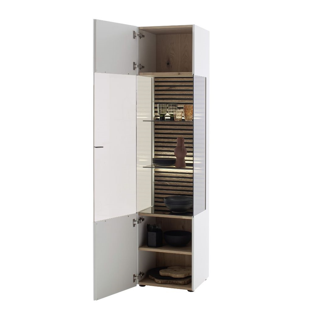 SCHÖNER WOHNEN-Kollektion Vitrine links YONNA ca. B48 H205 T44 cm in Kerneiche natur