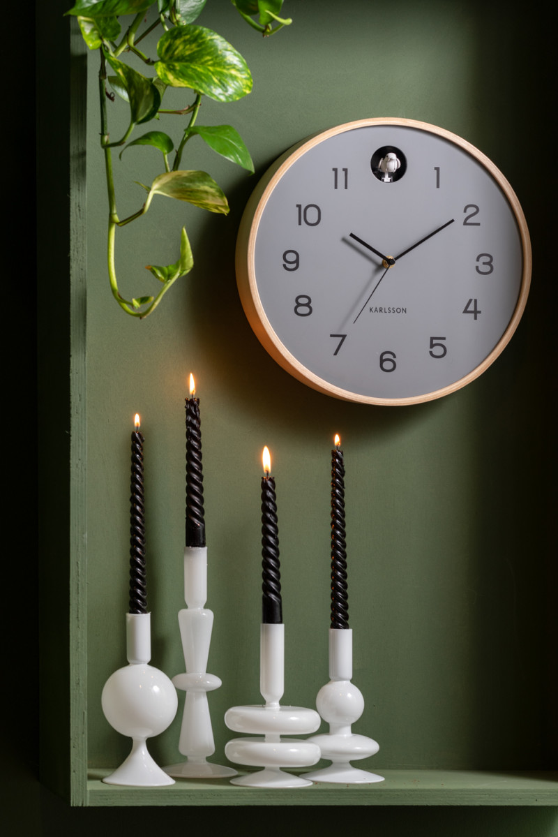 Wanduhr NATURAL CUCKOO in Fb mausgrau, D .31,5 cm Wanduhr NATURAL CUCKOO in Fb mausgrau, D .31,5 cm, Wanduhr, Holzrahmen, Kaminuhr, Kerzenständer, Schwarze Kerzen