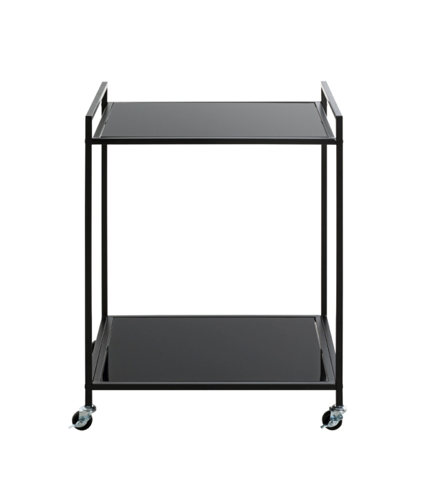 Haku Möbel Servierwagen MELBOURNE 2 aus Sicherheitsglas schwarz/Gestell Stahlrohr schwarz