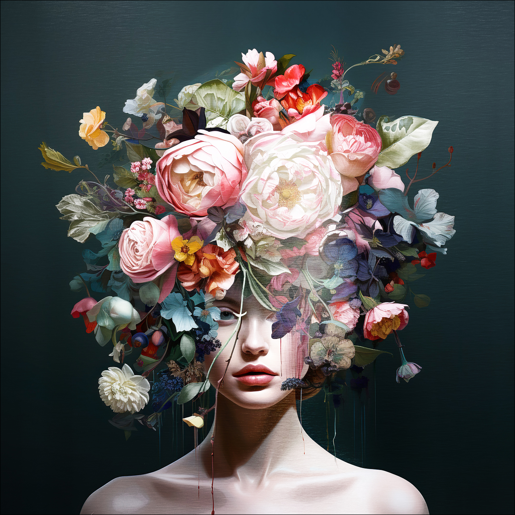 PRO ART Alu-Art 98x98cm Flowers On Her Head VII PRO ART Alu-Art 98x98cm Flowers On Her Head VII