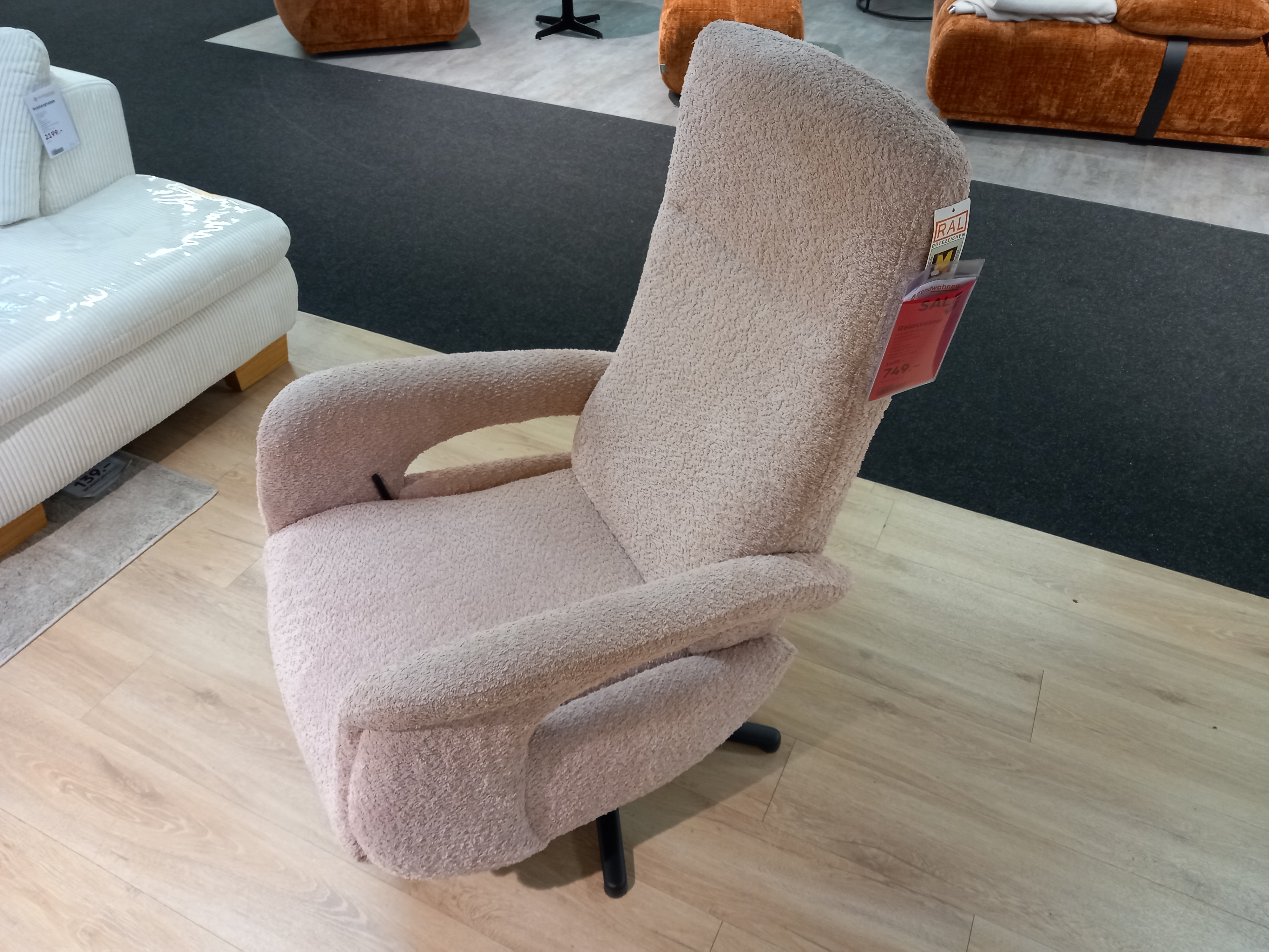 Modulmaster Relaxsessel MM-MP1063 ( Fashion), Sessel, Drehfunktion, Bouclé-Polsterung, Altrosa, Armlehnen