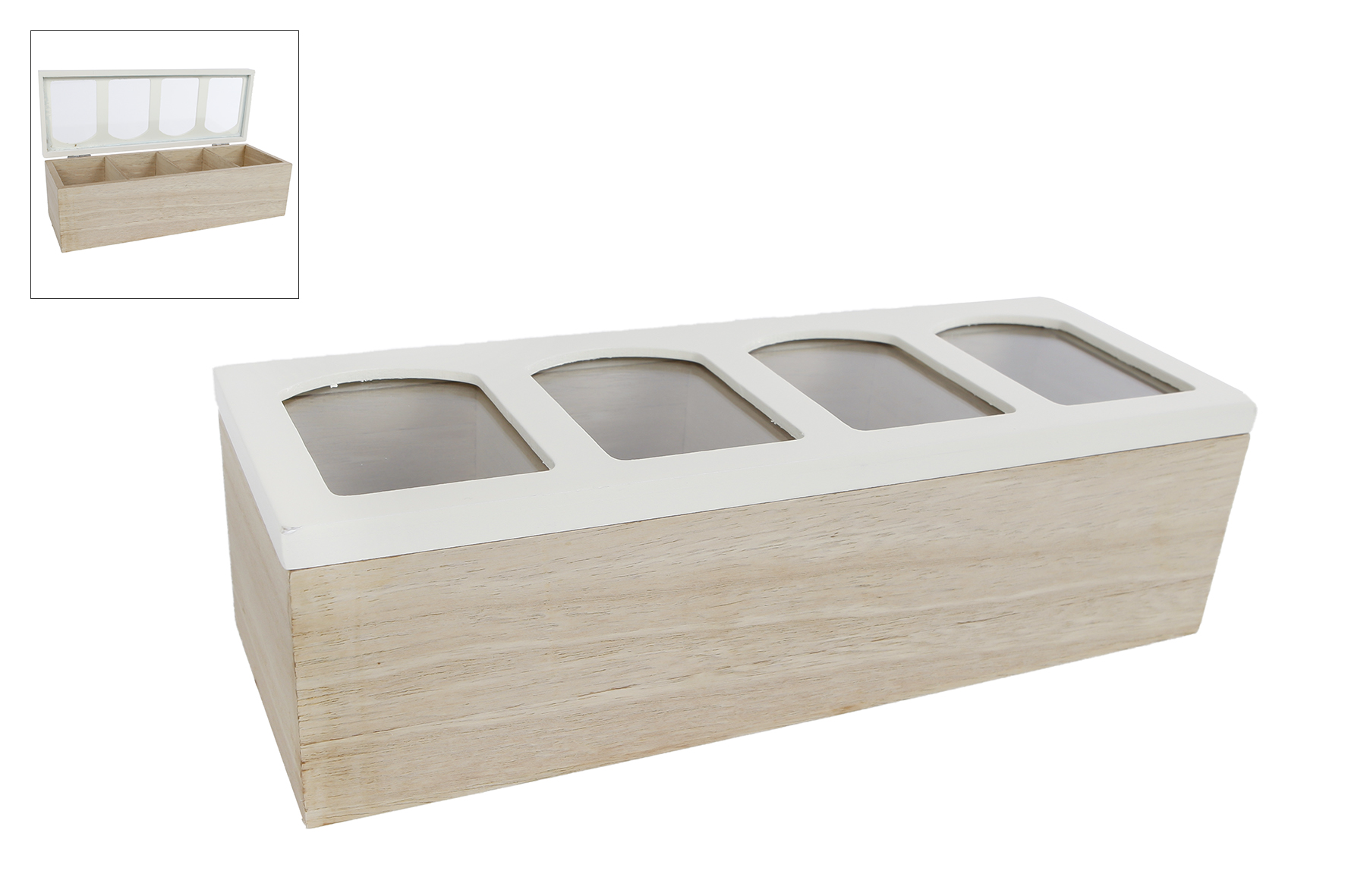 Tee-Box 4-Fach ARCH in Farbe creme