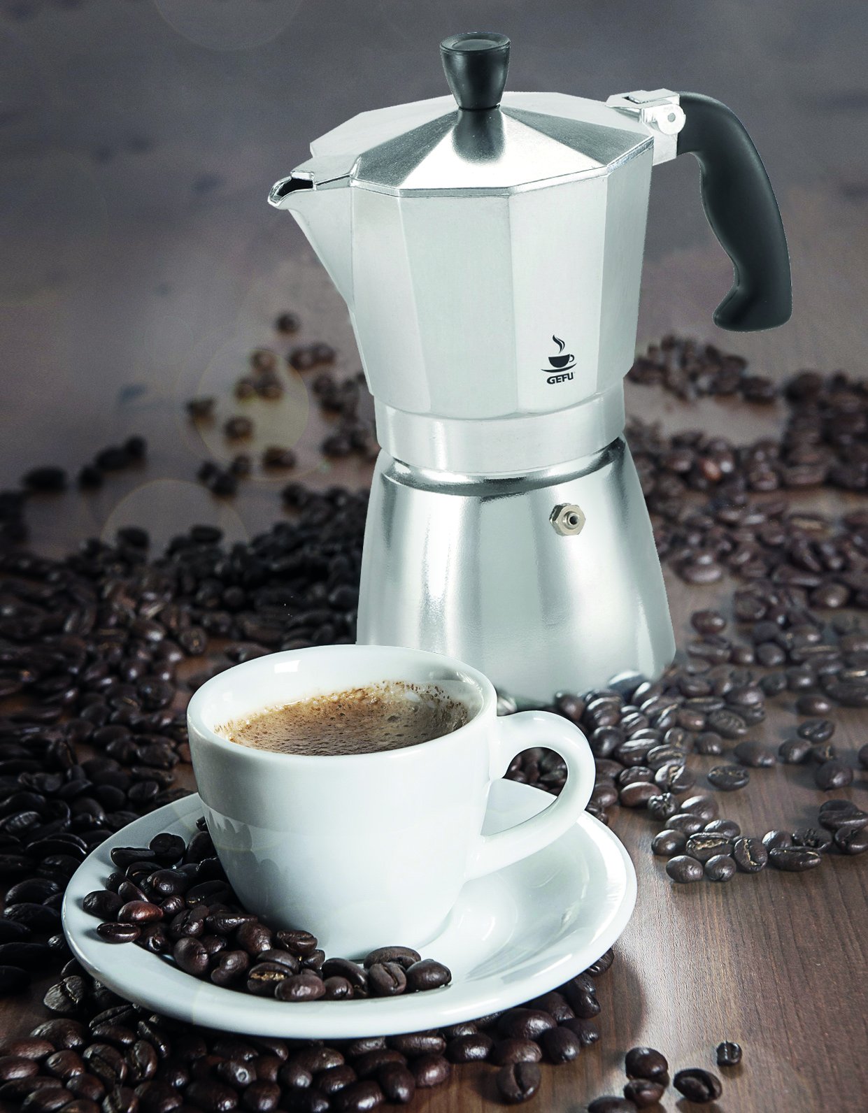 GEFU Espressokocher Lucino schwarz/silber