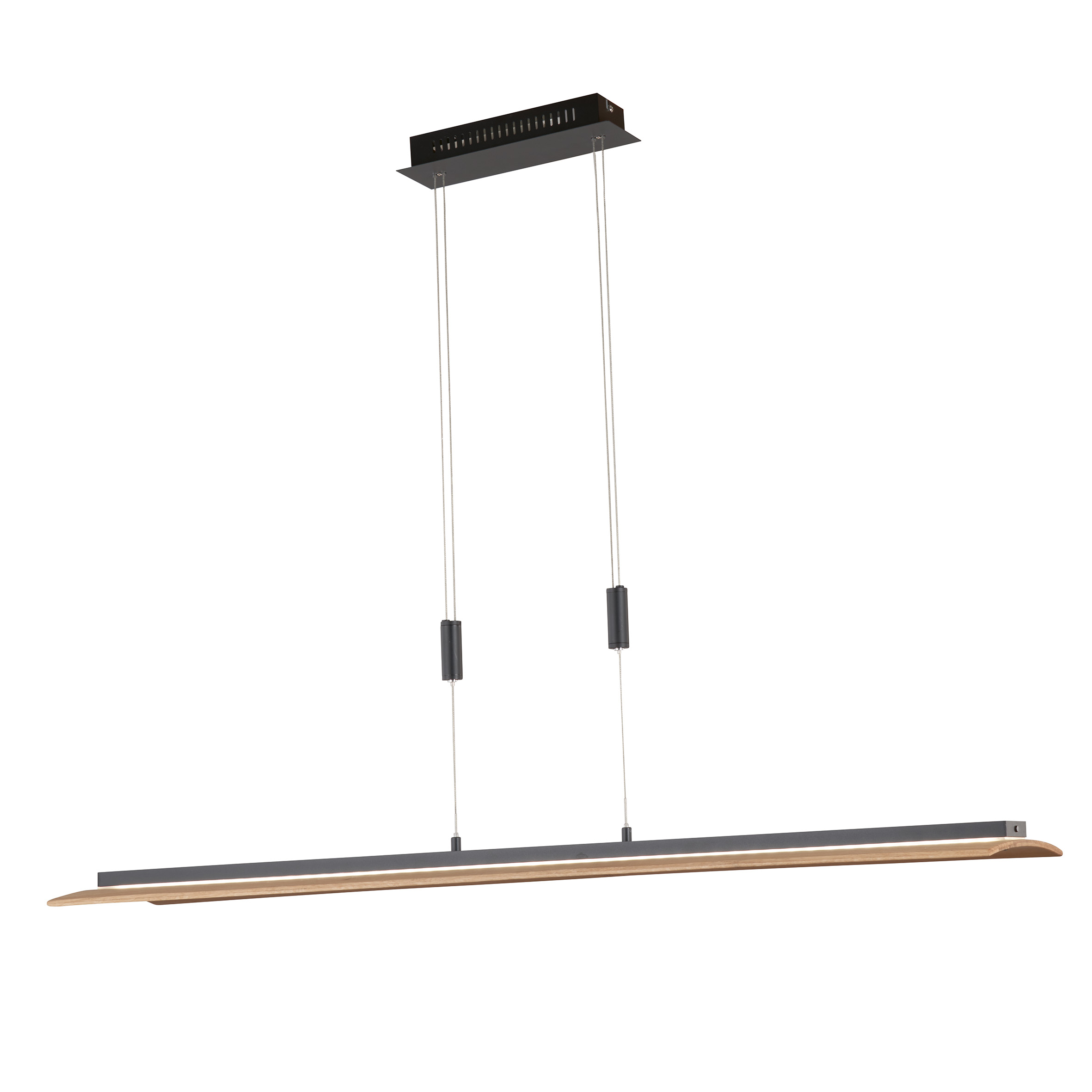 Fischer & Honsel LED-Pendelleuchte SHINE-WOOD 1-flammig in Farbe Metall sandschwarz/Holz eiche natur geölt Fischer & Honsel LED-Pendelleuchte SHINE-WOOD in Metall sandschwarz/Holz Eiche natur geölt