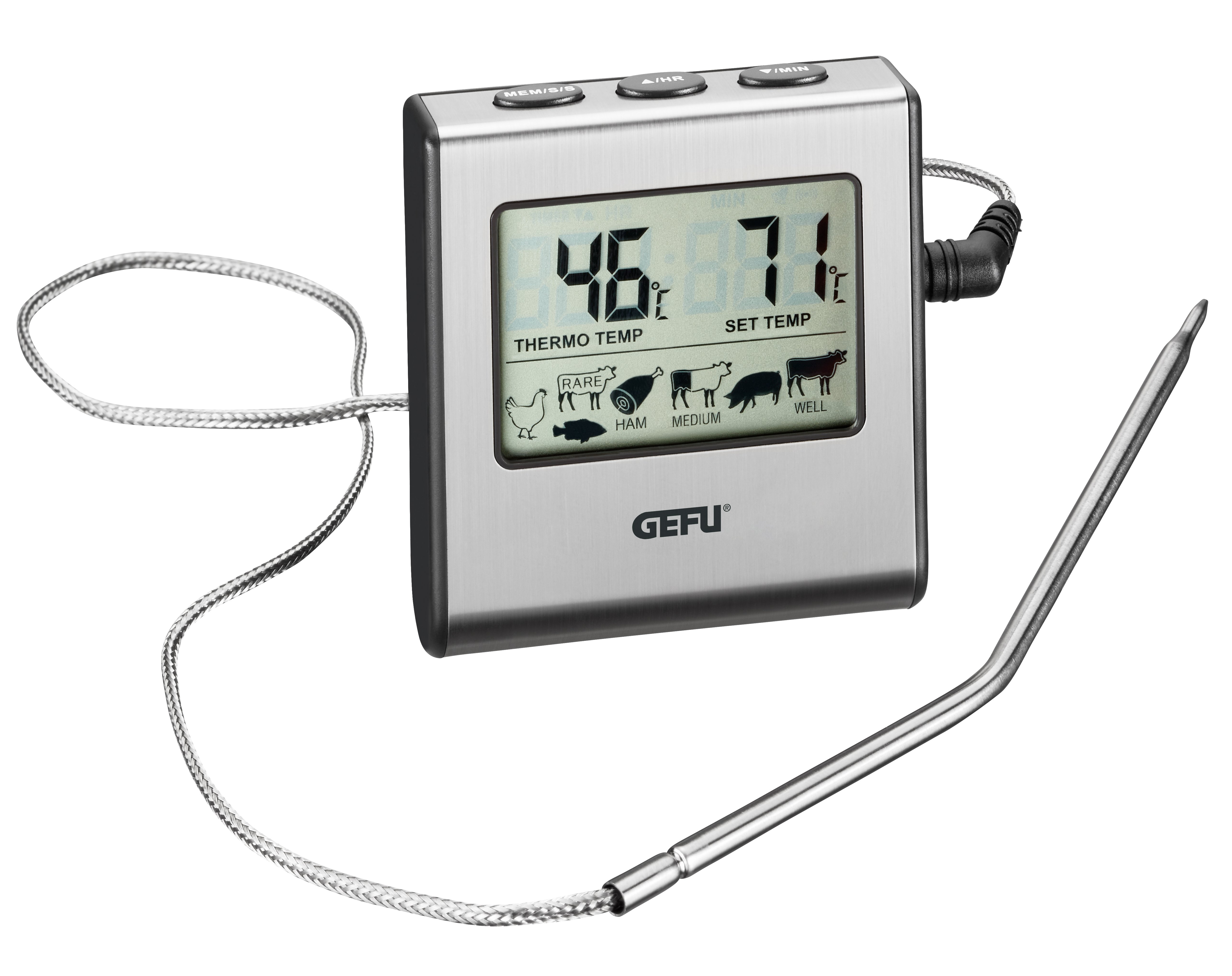 GEFU Digitales Bratenthermometer TEMPERE schwarz/silber