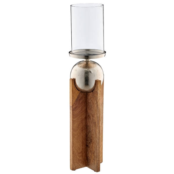 Windlicht 5225501-69 in Beige Windlicht 5225501-69 in Beige, Kandelaber, Holz, Glas, Metall, Rustikal