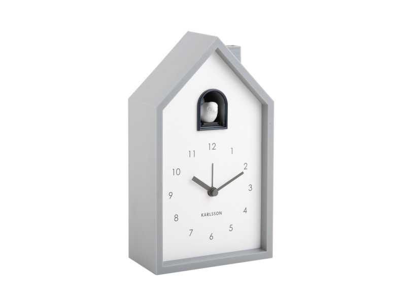 Wecker MODERN CUCKOO in Fb. mausgrau, 12x20x6cm Wecker MODERN CUCKOO in Fb. mausgrau, 12x20x6cm, Uhr, Wanduhr, Kuckuck-Uhr, Graue Farbe, Analog