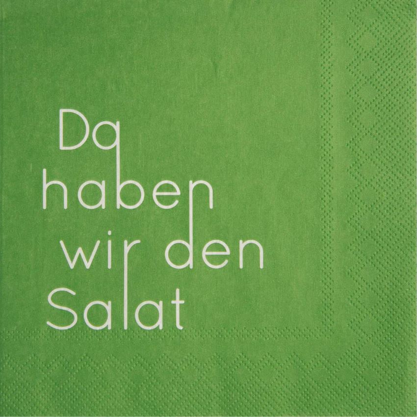 Räder Serviette "Da haben wir den Salat" in Farbe grün, servietten, papier, grün, kantendesign, textured