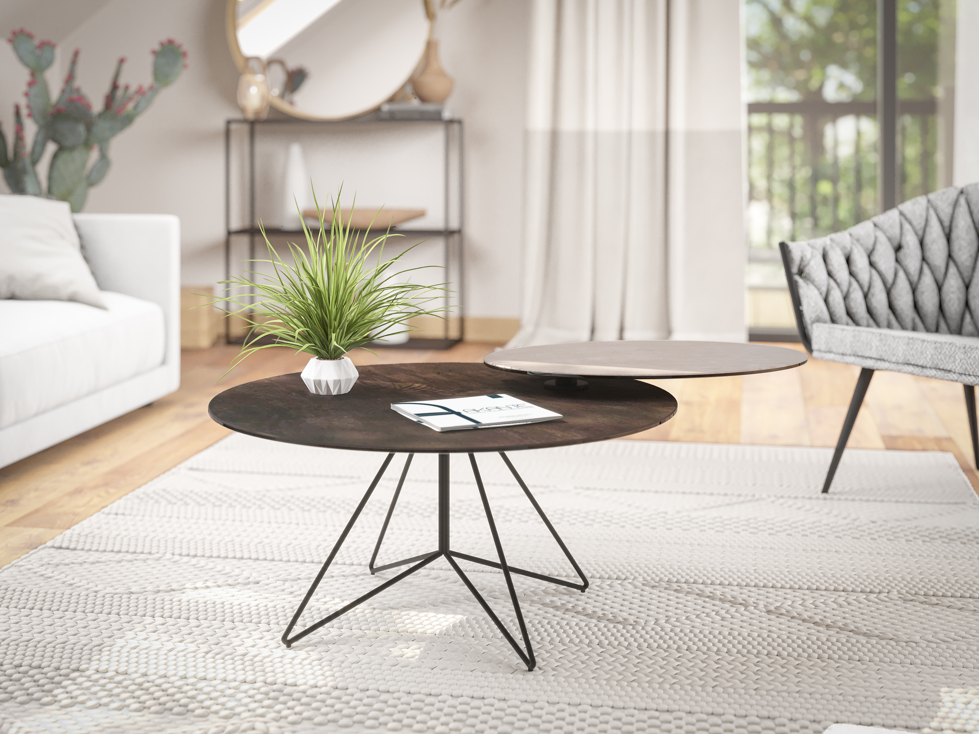 Interliving Couchtisch IL 6206 in Rostbraun/Zementgrau