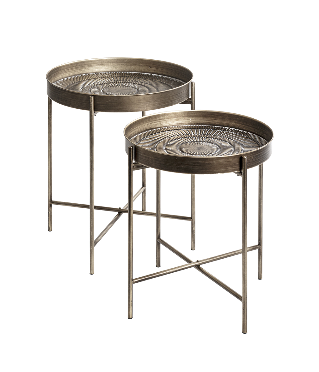 Haku Möbel Beistelltisch 2er-Set RIVERA aus Metall/Kupfer