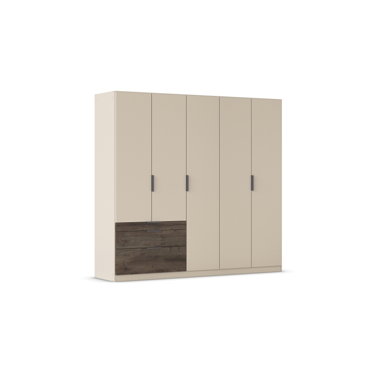 Rauch Drehtürenschrank KODA 5-türig in Champagner/Atlantic Oak dunkel foliert