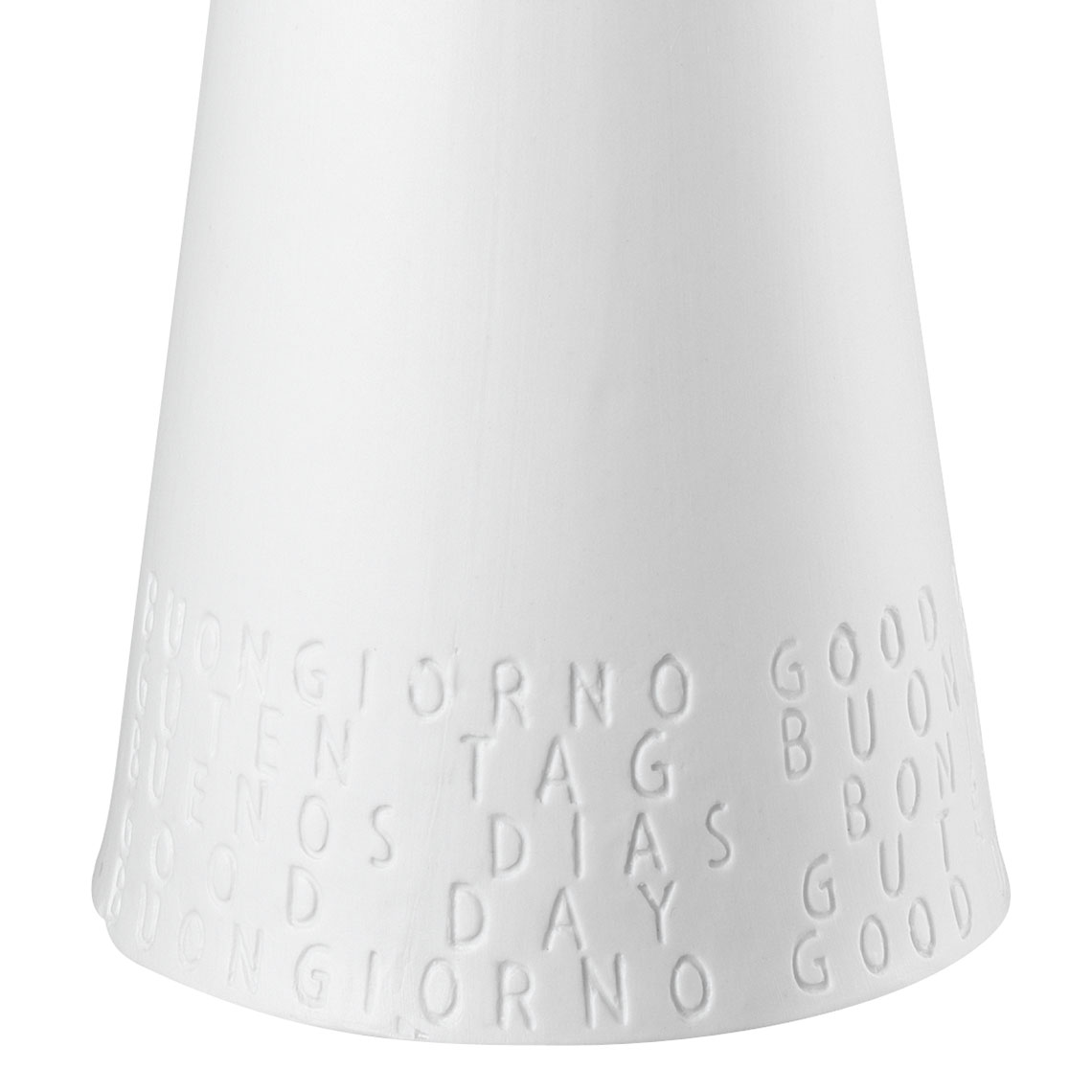 Krug groß in Farbe weiß, keramik, weiße töpfchen, vase, tassenform, eingravierte buchstaben