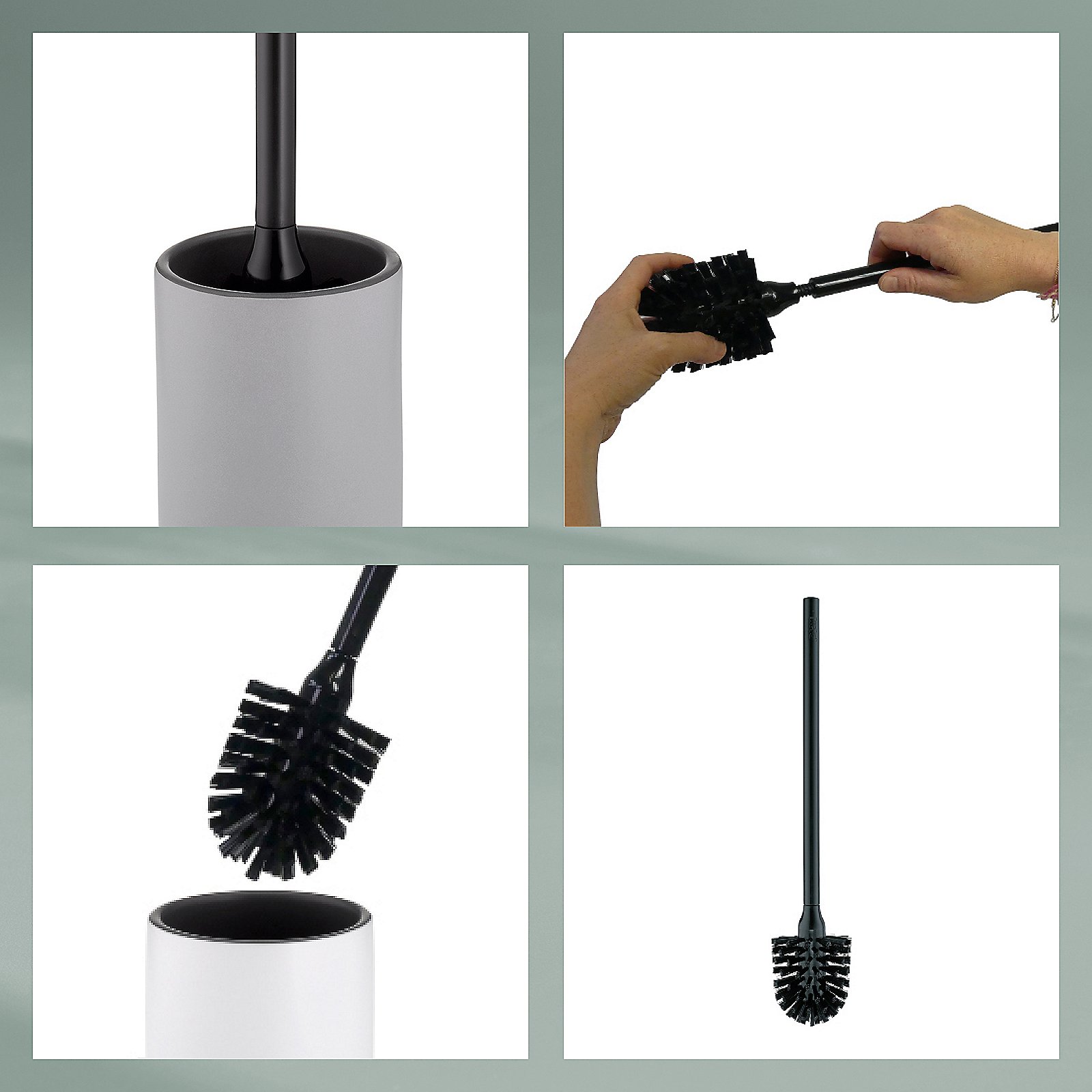 Kela WC-Garnitur Matsi hellgrau MATSI in hellgrau, Toilettenbürste, Bürstenkopf, Ständer, Schwarz, Reinigungszubehör, Toilettenkab, Reinigungsbürste, Duster-Bürste, Kopfwechsel, Bürobedarf