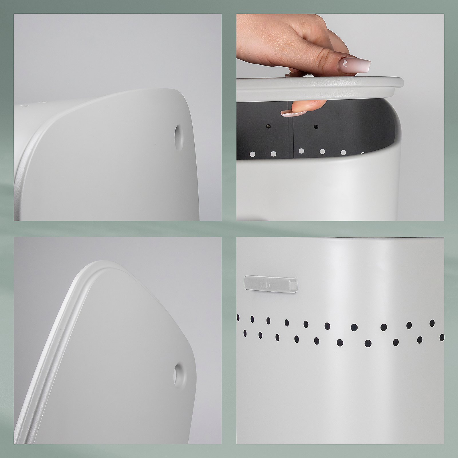 Kela Sitz-Wäschebox MALAGA in Farbe Hellgrau, toilet, seat, deckel, löcher, perforiert, toaster, electric, white, perforated, compact