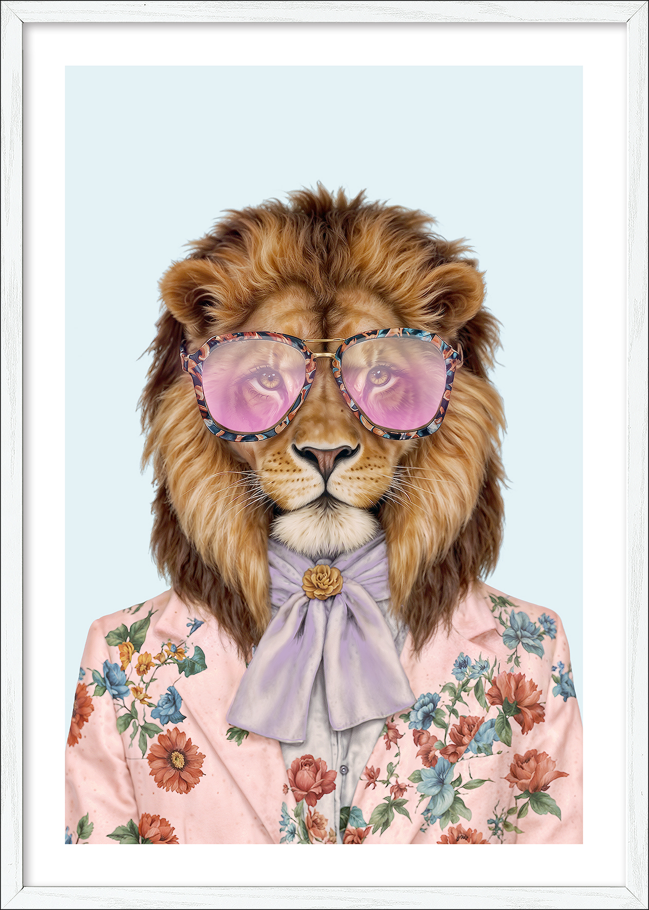PRO ART Framed-Art Scandic Living 105x75cm Lion With Glasses I