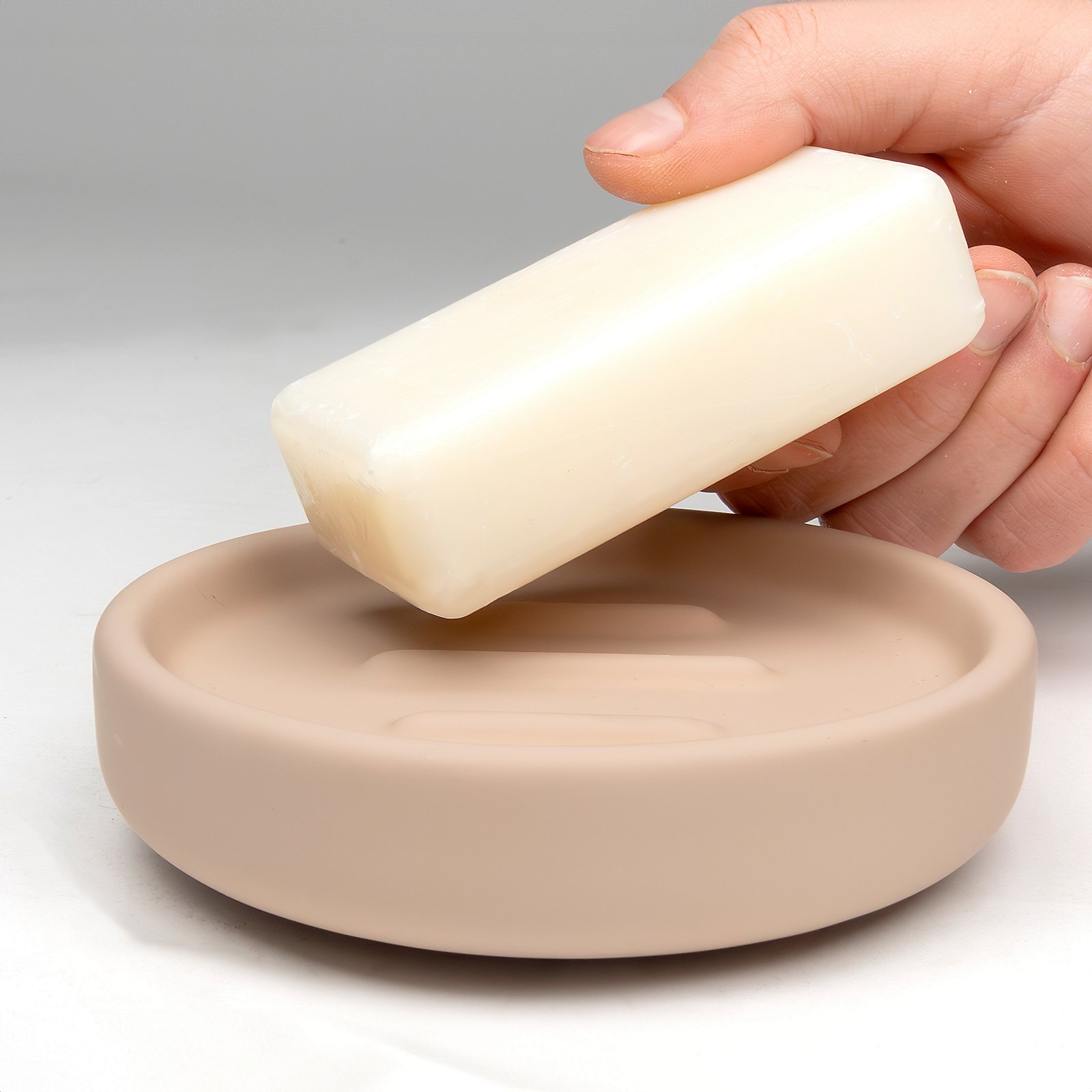 Kela Seifenschale SANA in Farbe Beige, Seife, Seifenstange, Handseife, cremesearbe, Spiegelungslos?