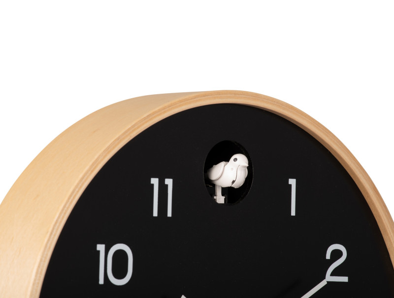 Wanduhr NATURAL CUCKOO in Fb. schwarz, D.31,5 cm Wanduhr NATURAL CUCKOO in Fb. schwarz, D.31,5 cm, wandclock, wanduhr, holz, schwarzes zifferblatt, vogel alarm