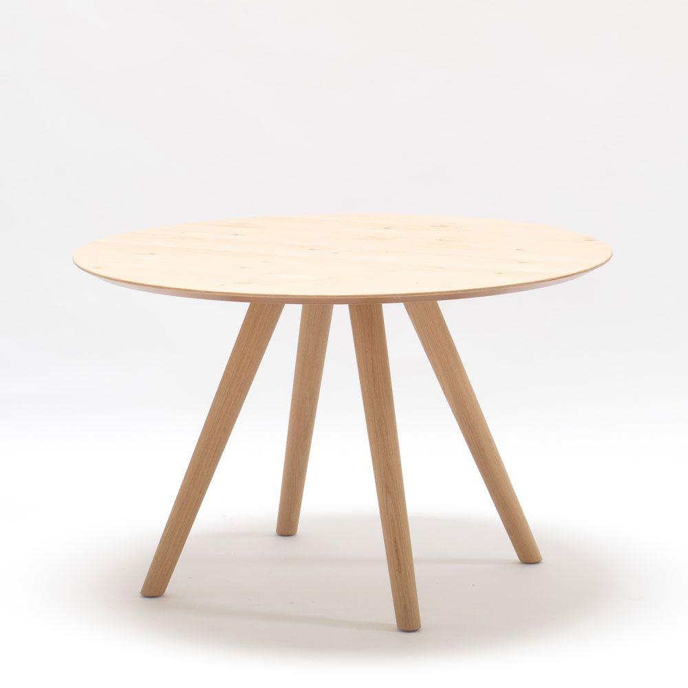 SCHÖNER WOHNEN-Kollektion Esstisch ROUND, ca. 120 x 75 cm in Wildeiche hell geölt/Optiwhite schiefer sat.