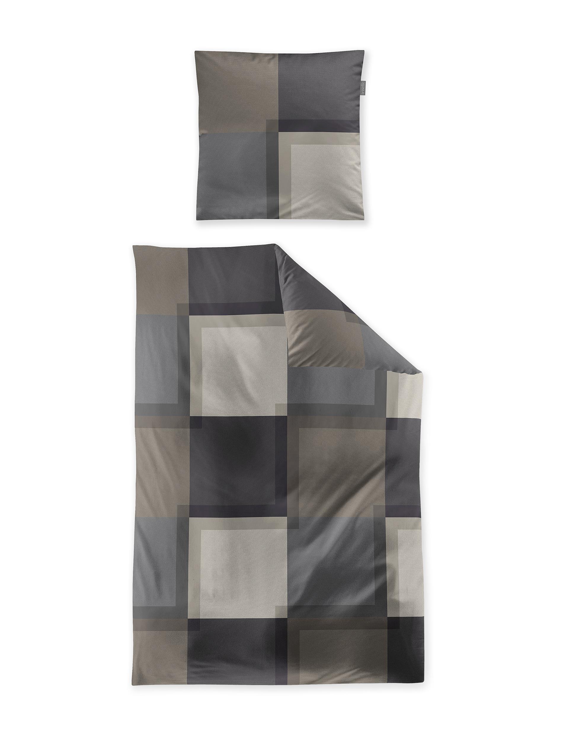 Irisette Mako-Satin Bettwäsche WAVE ca. 135x200cm in Farbe natur, Dekoration für Zuhause, Kissen, Decke