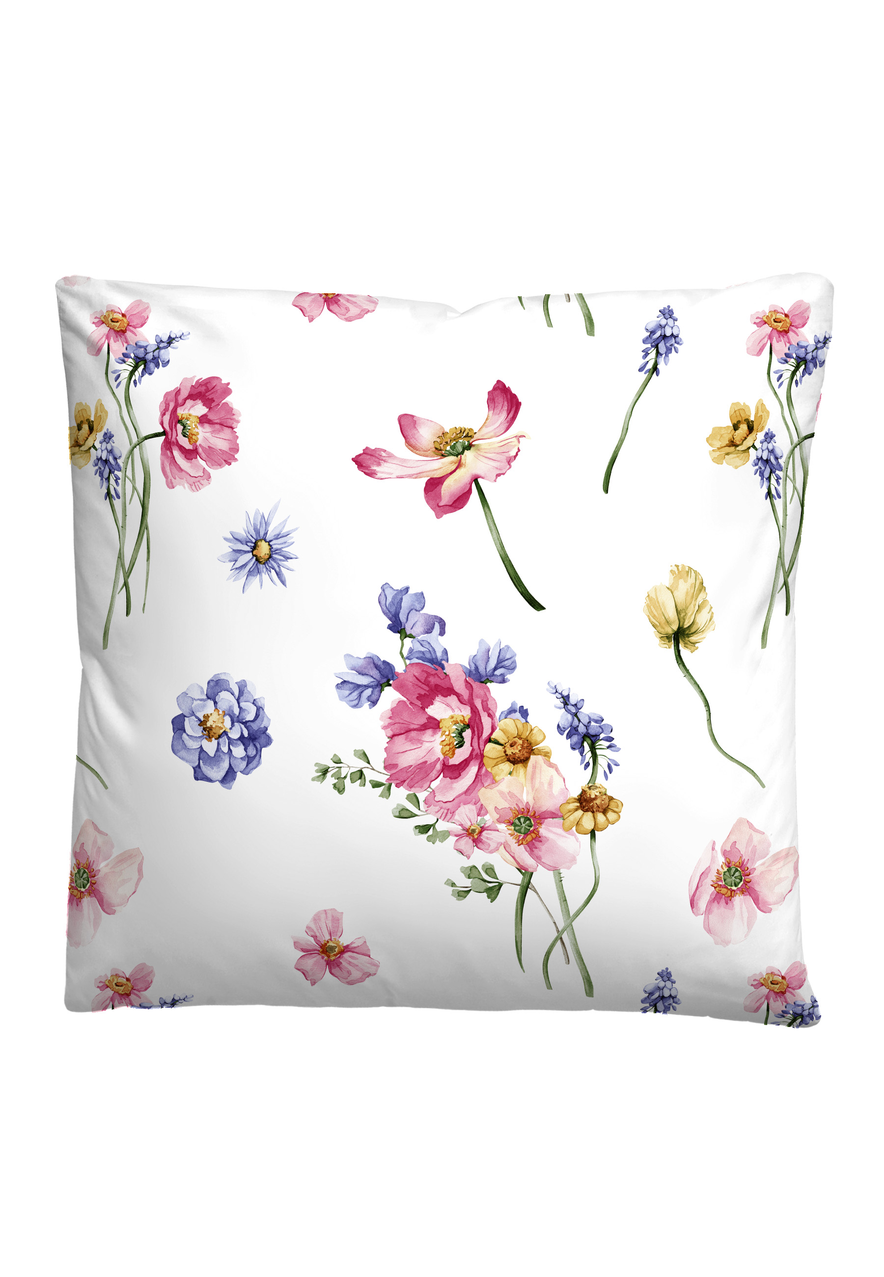 biberna SEERSUCKER-Bettwäsche ca. 155x220cm in Farbe Pink, Kissen, Kissenbezug, Blumenmuster, Floral, Schaleng