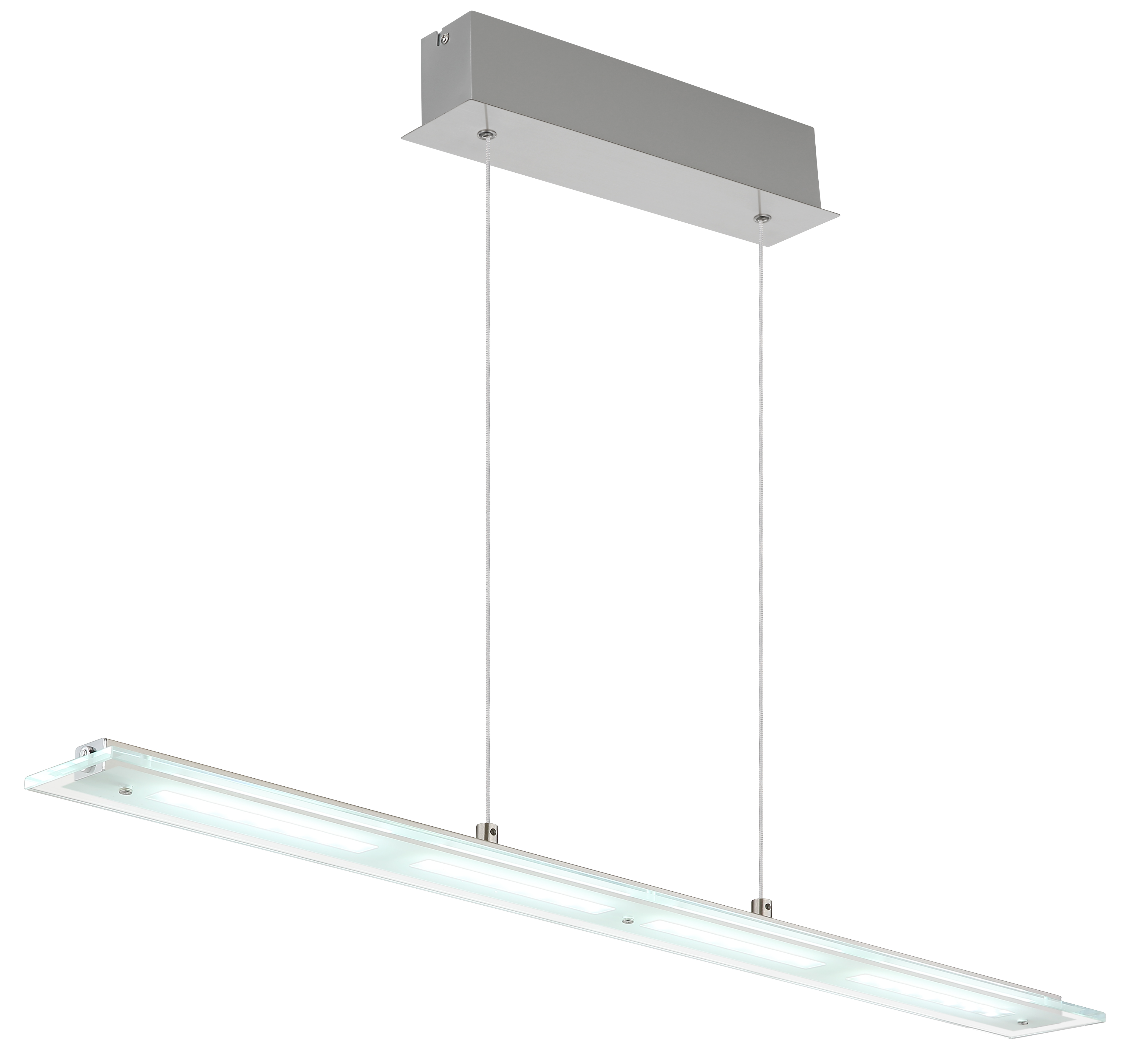 LED-Hängeleuchte in Fb. Nickel Matt LED-Hängeleuchte in Fb. Nickel Matt, hängelampe, LED-Leuchte, lineare Leuchte, Glasabdeckung, stahl/metallic