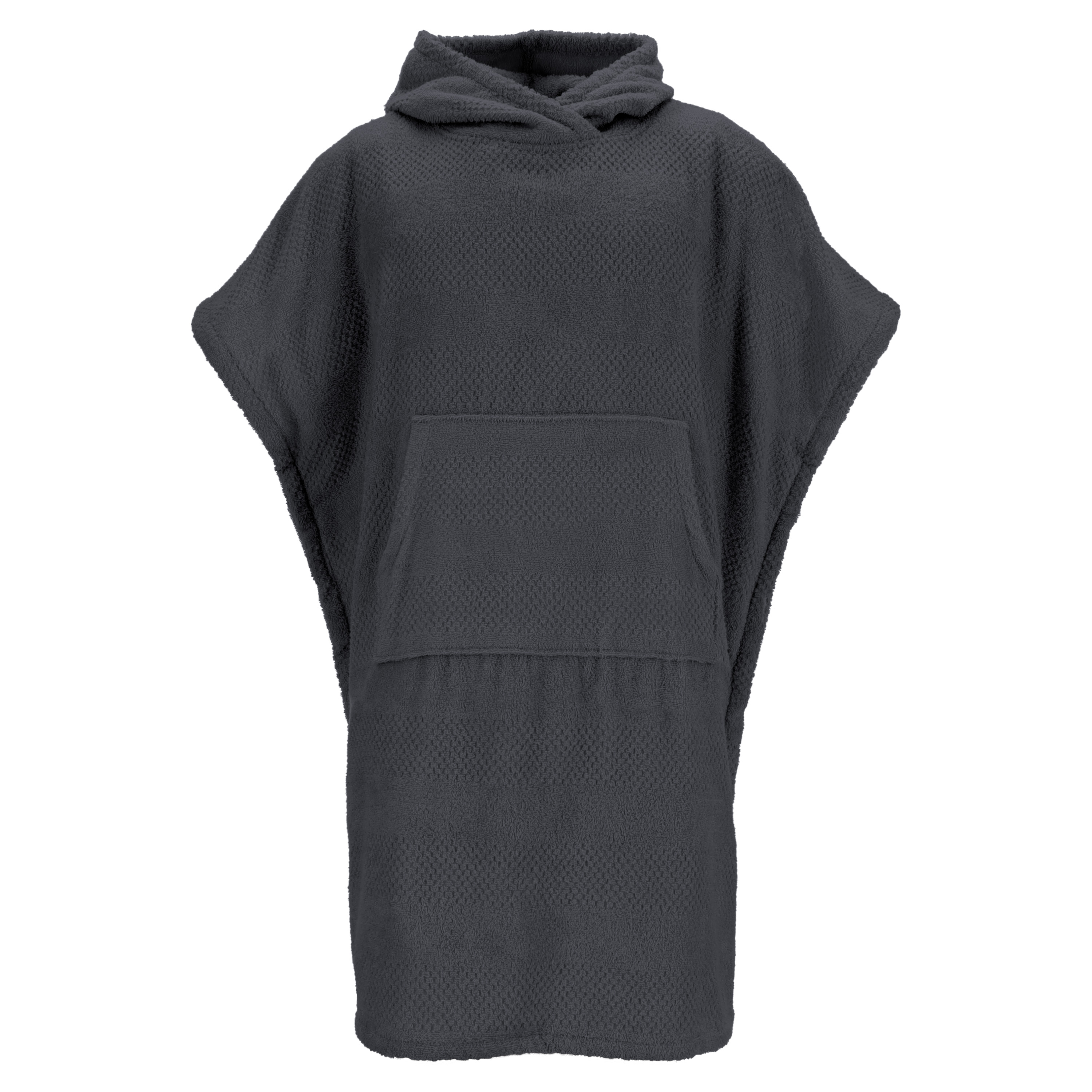 Vossen Poncho Timo ca. one size in Farbe graphit, Poncho, Kapuze, Grobstrick, Dunkelgrau, Vorne Tasche