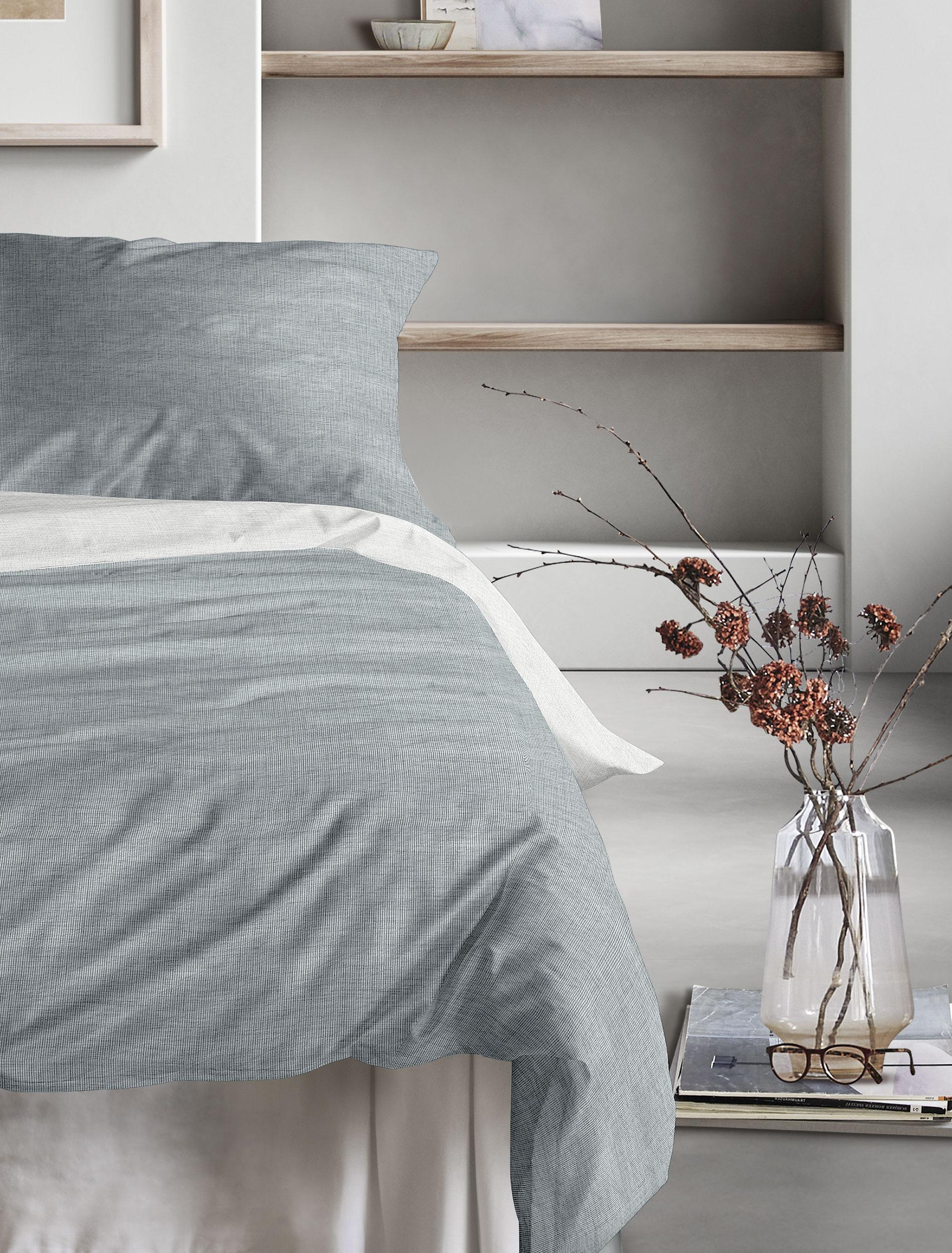 Irisette Mako-Satin Bettwäsche WAVE-HK ca. 135x200cm in Farbe blau, Moebel, Bett, Bettlaken
